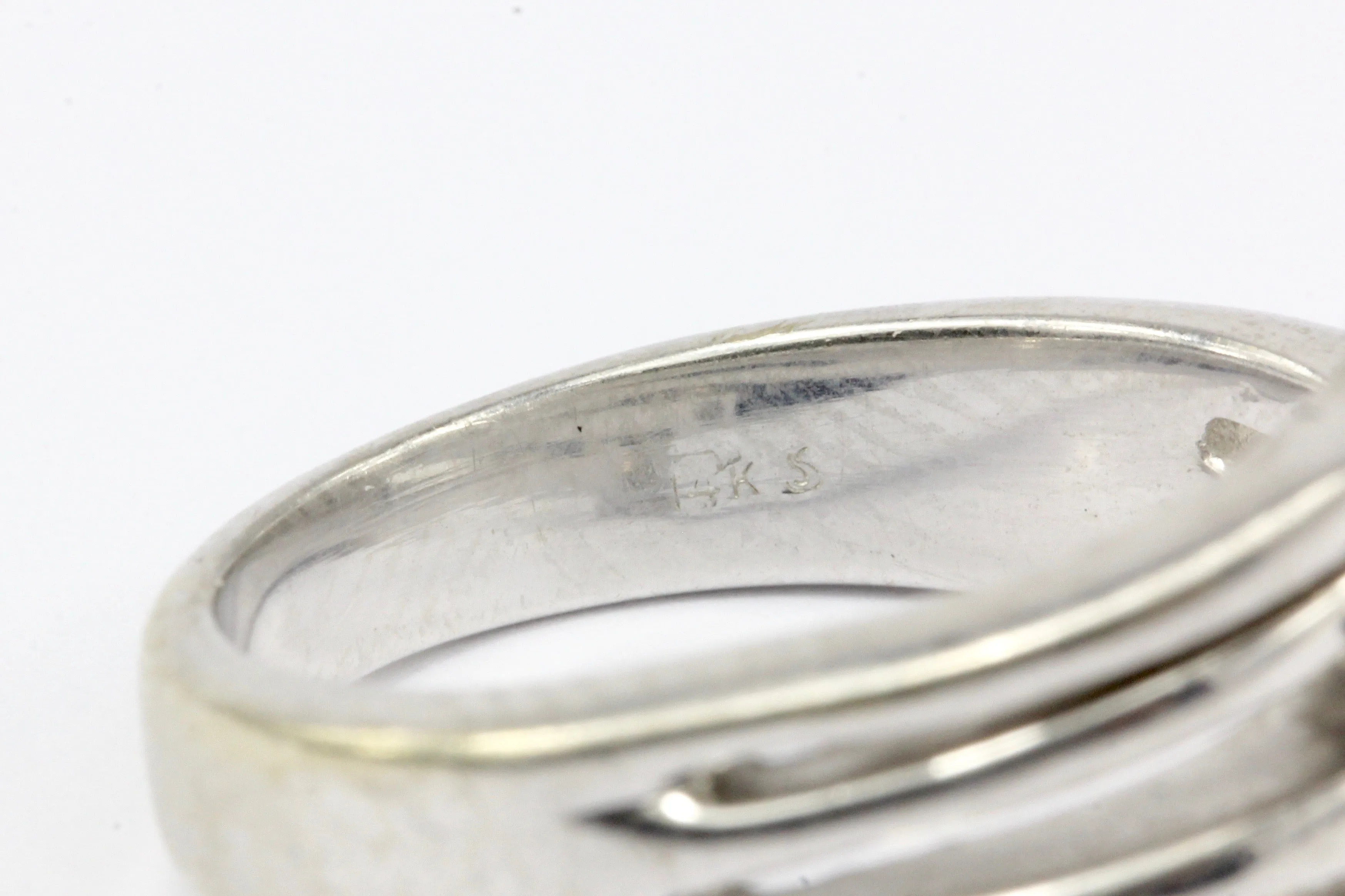 Retro 14K White Gold Diamond Cascade Ring