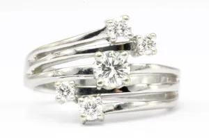 Retro 14K White Gold Diamond Cascade Ring