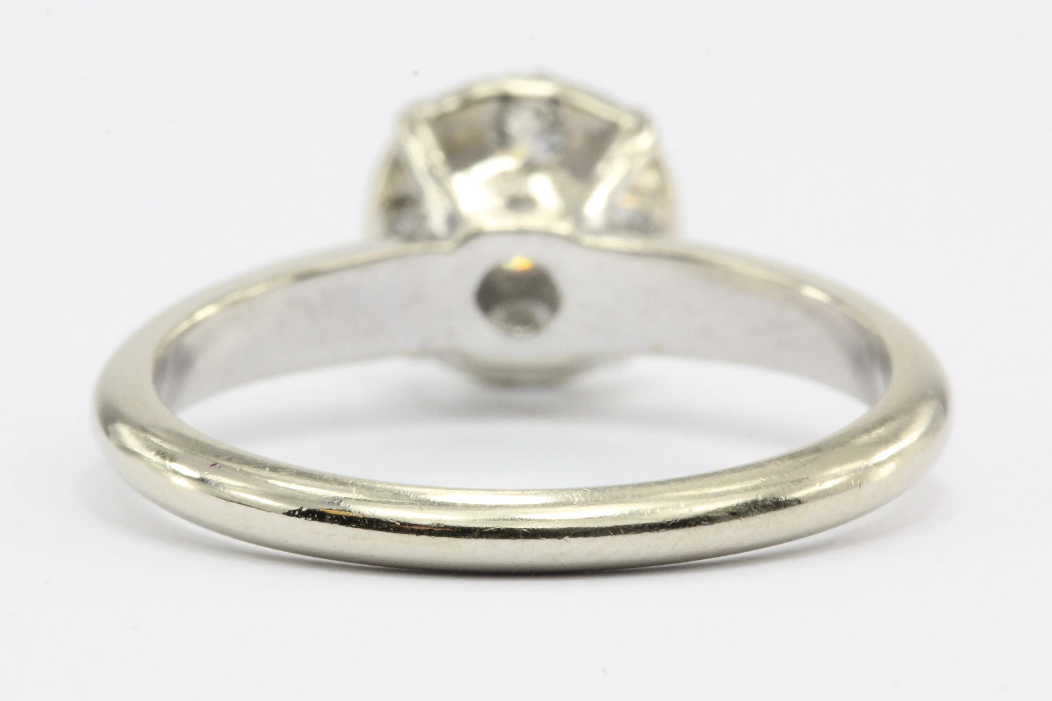 Retro 14K White Gold Diamond Cluster Engagement Ring by Fiancee c.1970