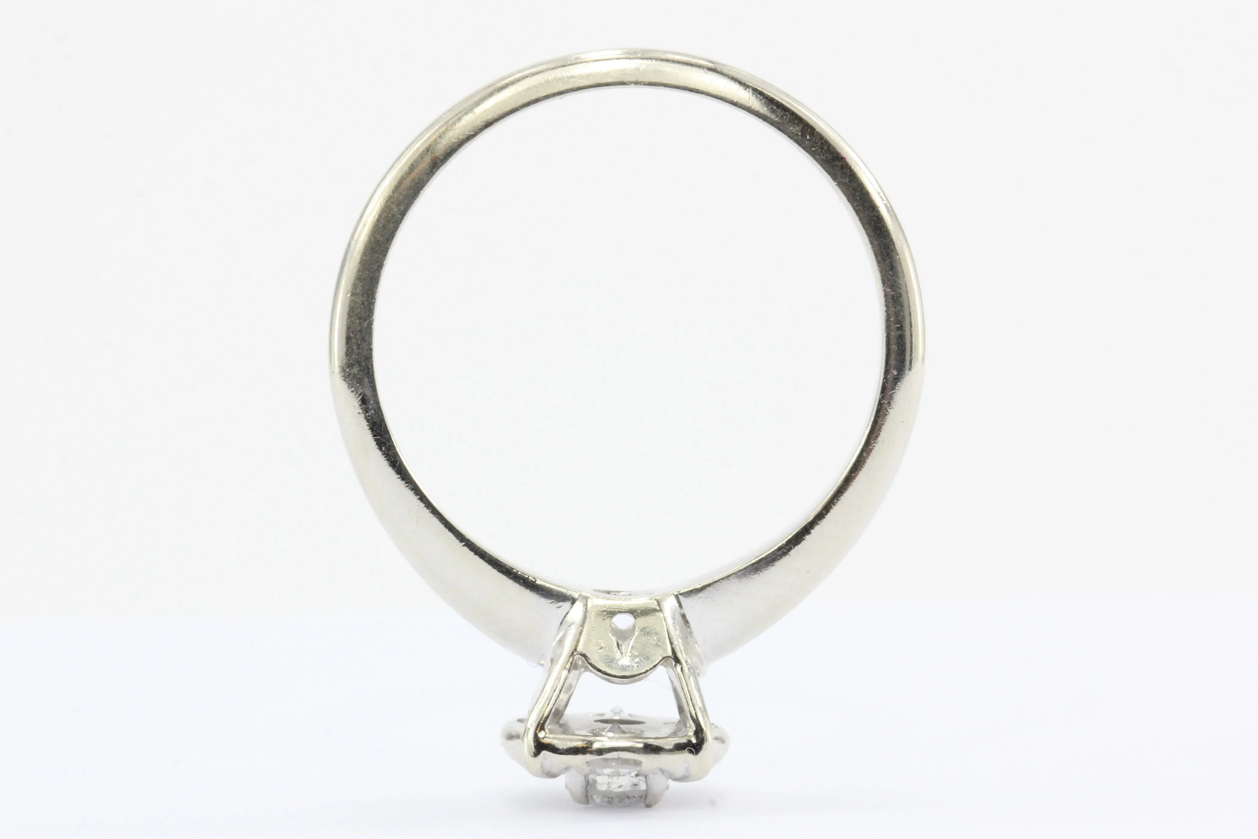 Retro 14K White Gold Diamond Cluster Engagement Ring by Fiancee c.1970
