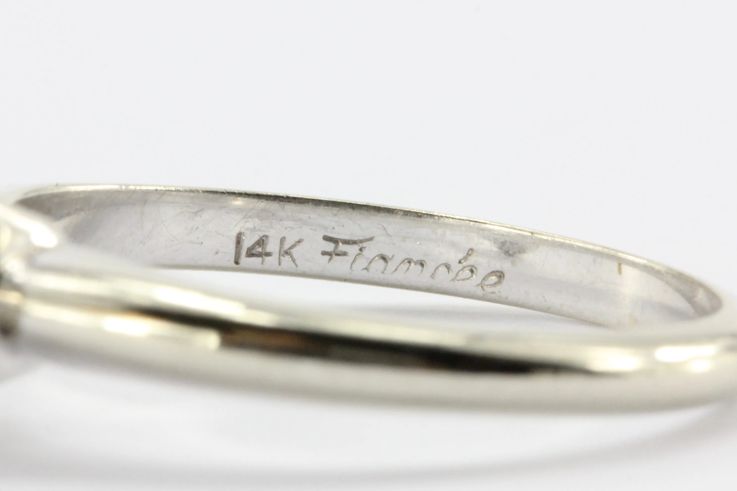 Retro 14K White Gold Diamond Cluster Engagement Ring by Fiancee c.1970