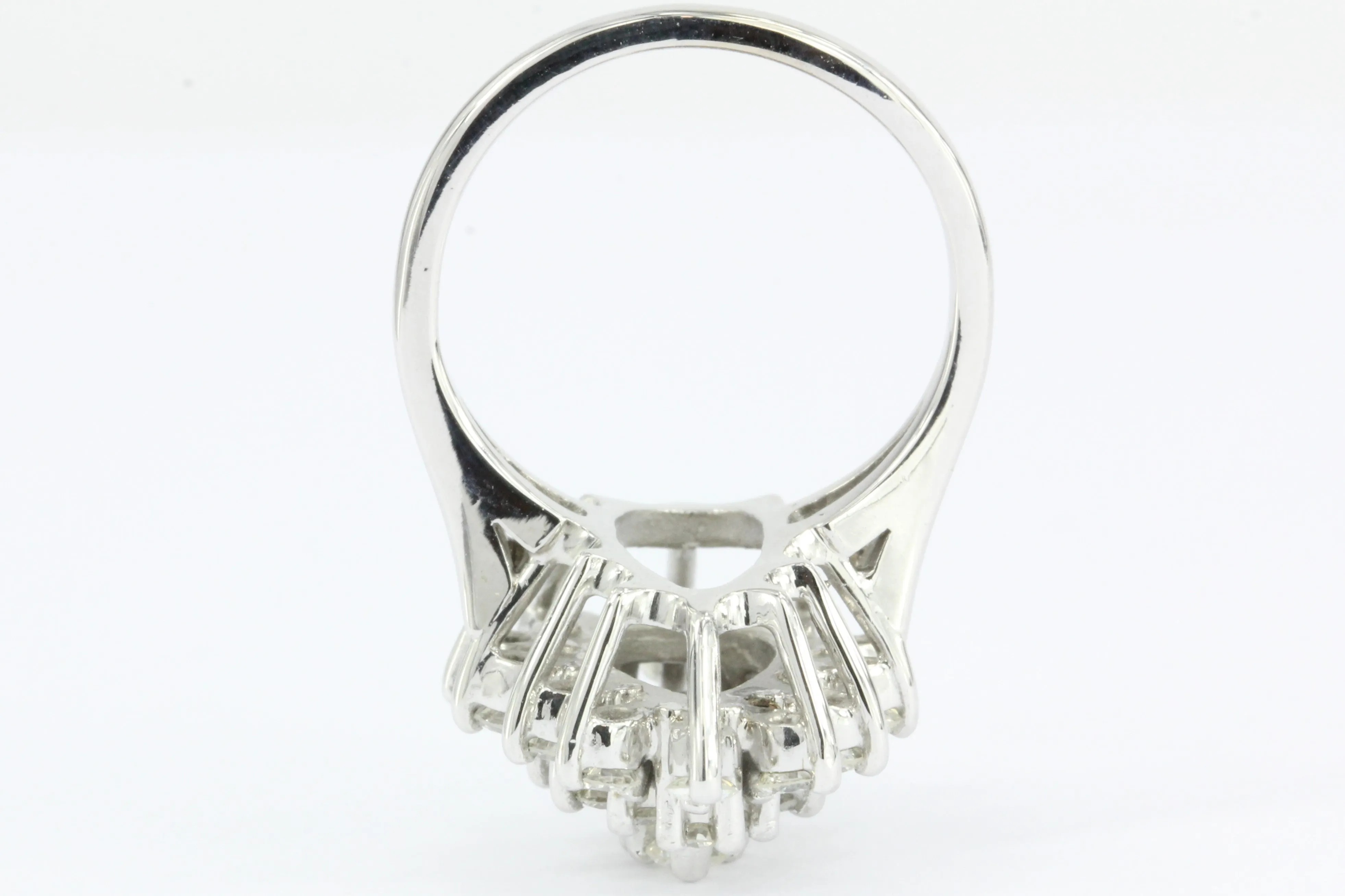 Retro 14K White Gold Diamond Cluster Raindrop Tru Brite Ring 1.5 CTW