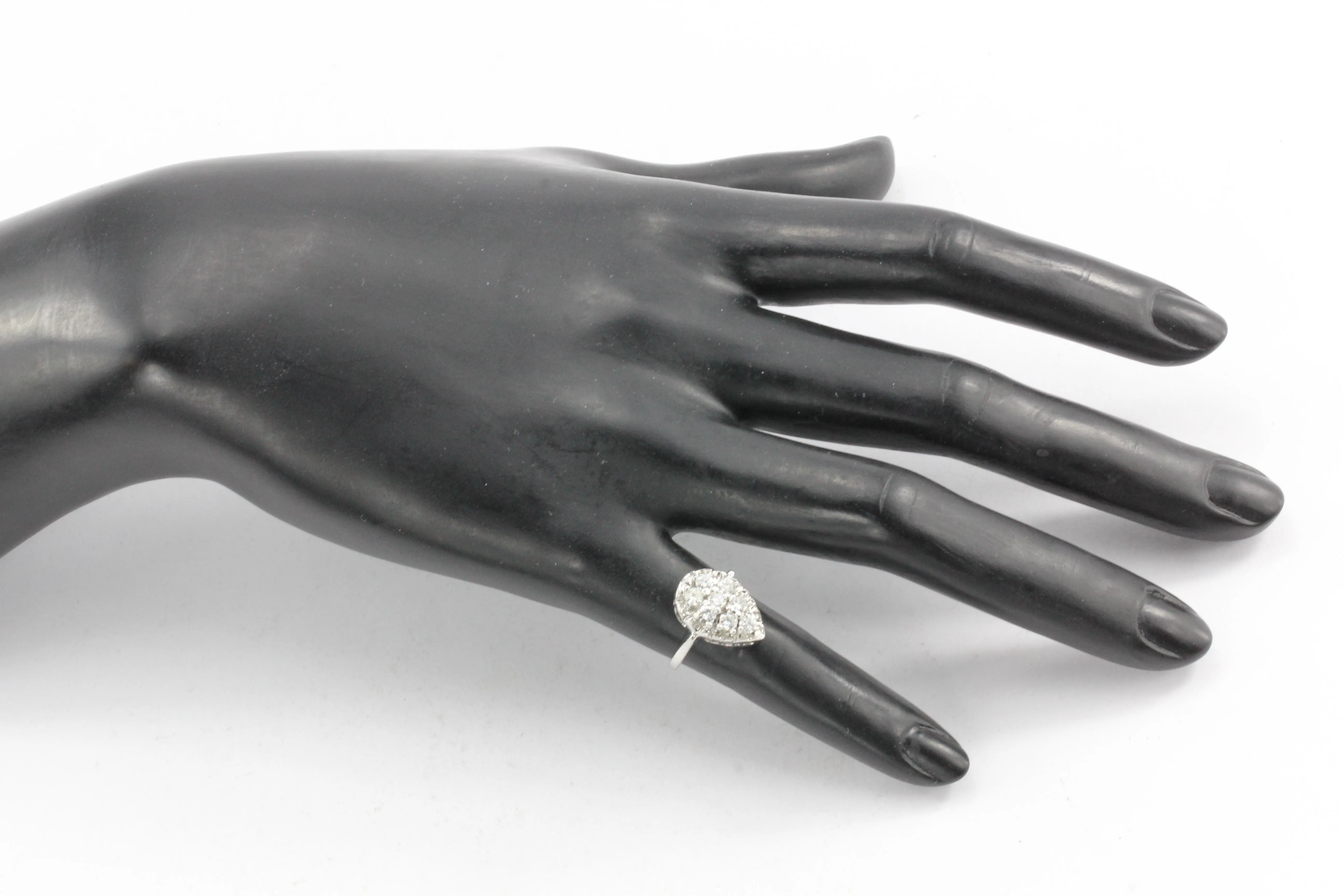 Retro 14K White Gold Diamond Rain Drop Ring c.1950's