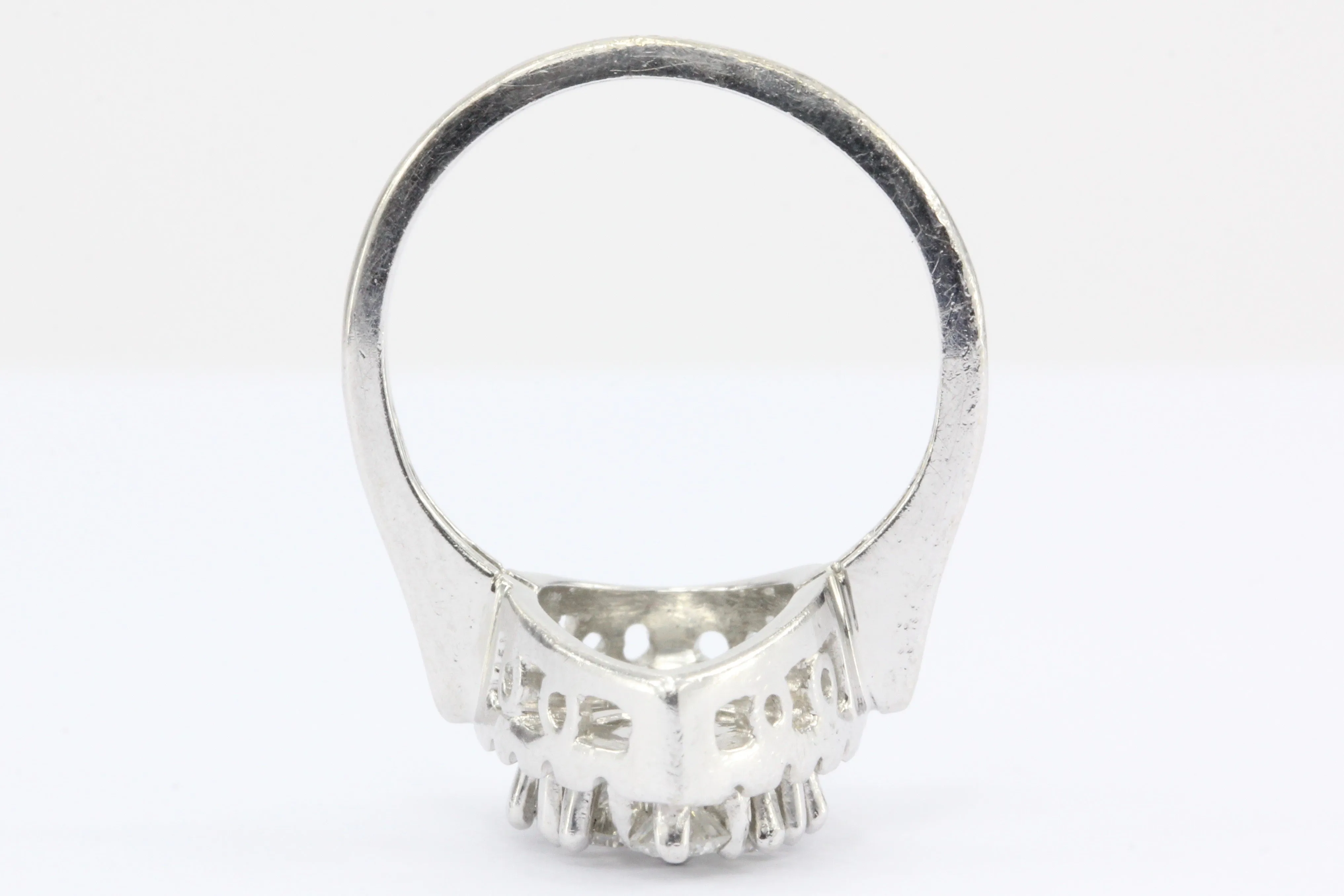 Retro 14K White Gold Diamond Rain Drop Ring c.1950's
