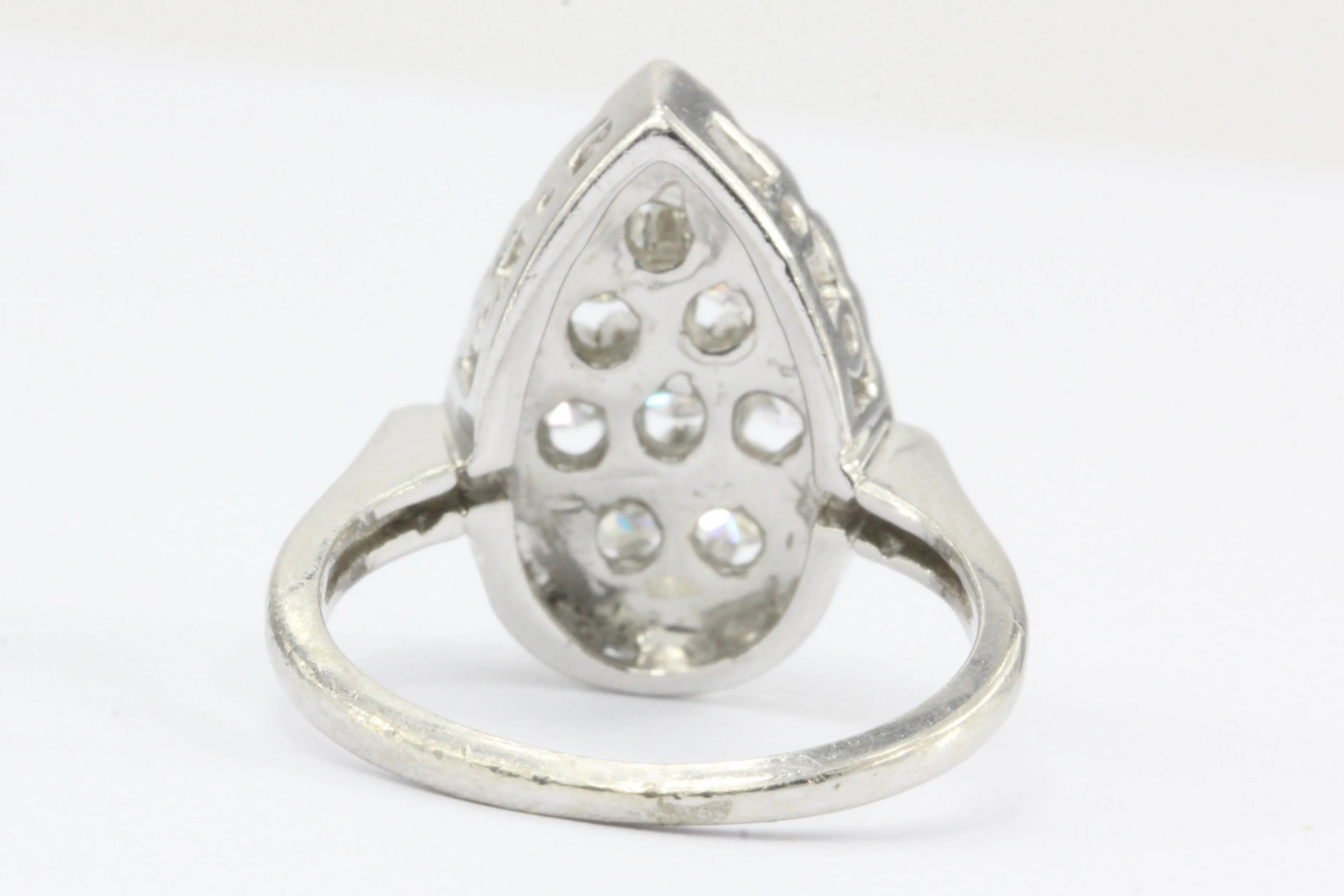 Retro 14K White Gold Diamond Rain Drop Ring c.1950's
