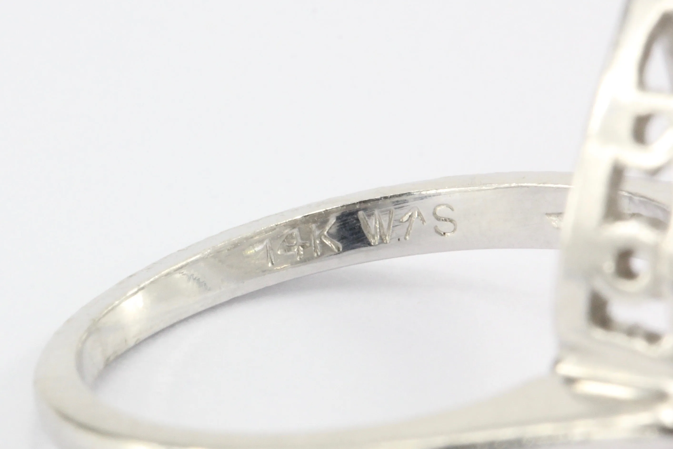 Retro 14K White Gold Diamond Rain Drop Ring c.1950's