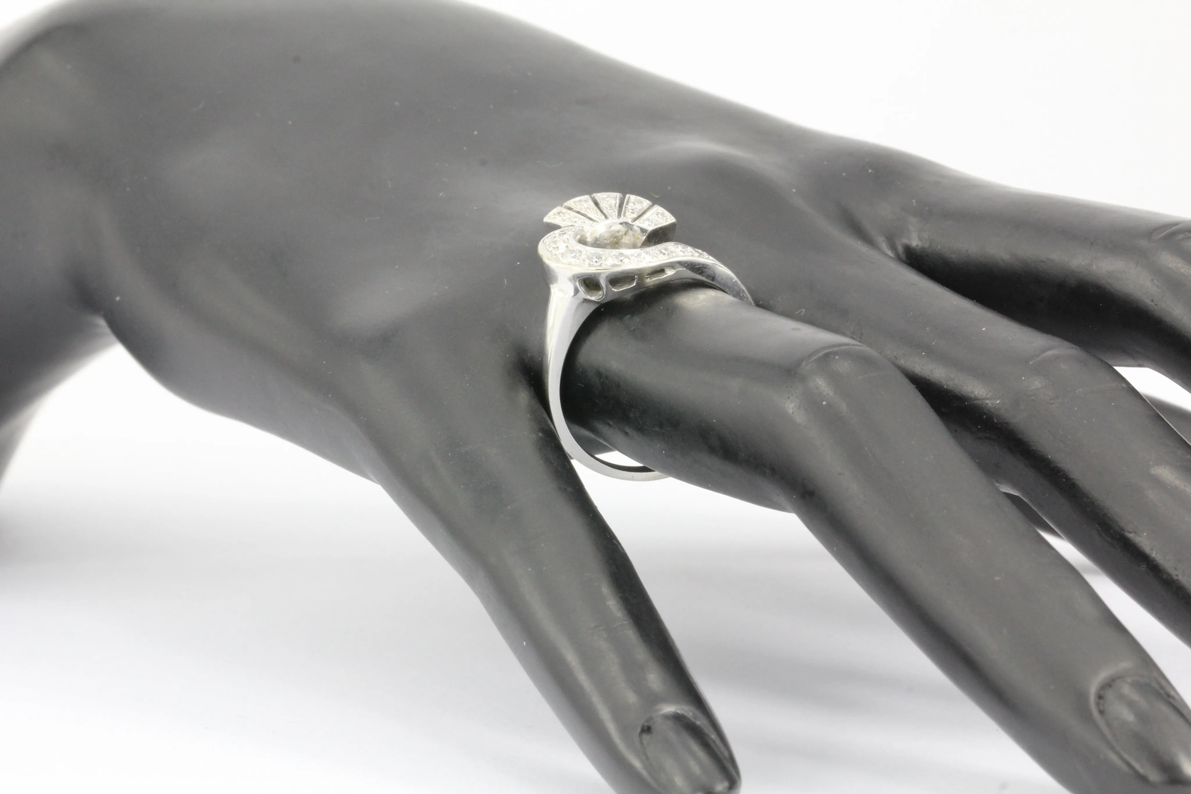Retro 14K White Gold Diamond Ring Enhancer Jacket c.1950