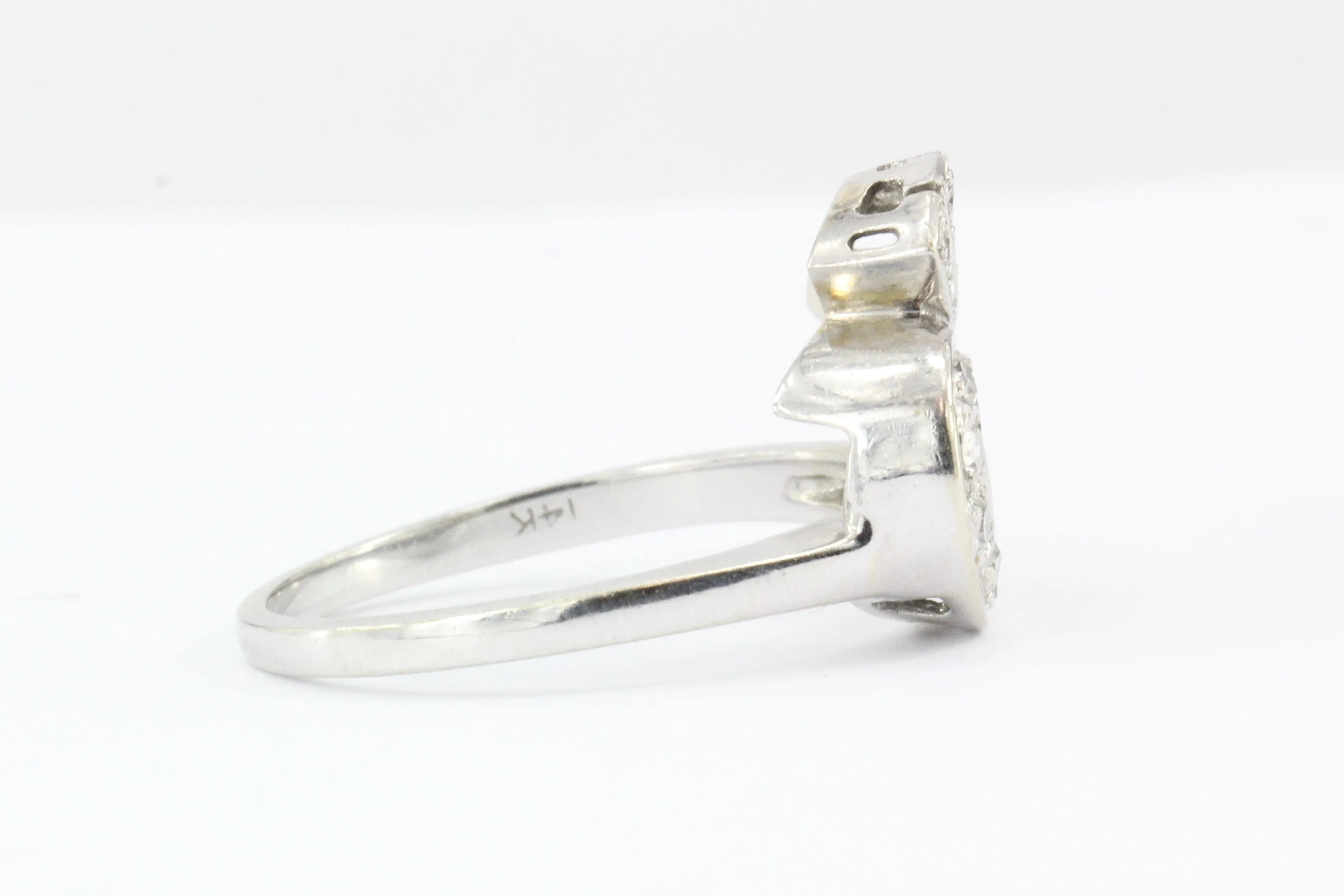 Retro 14K White Gold Diamond Ring Enhancer Jacket c.1950