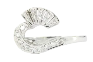 Retro 14K White Gold Diamond Ring Enhancer Jacket c.1950