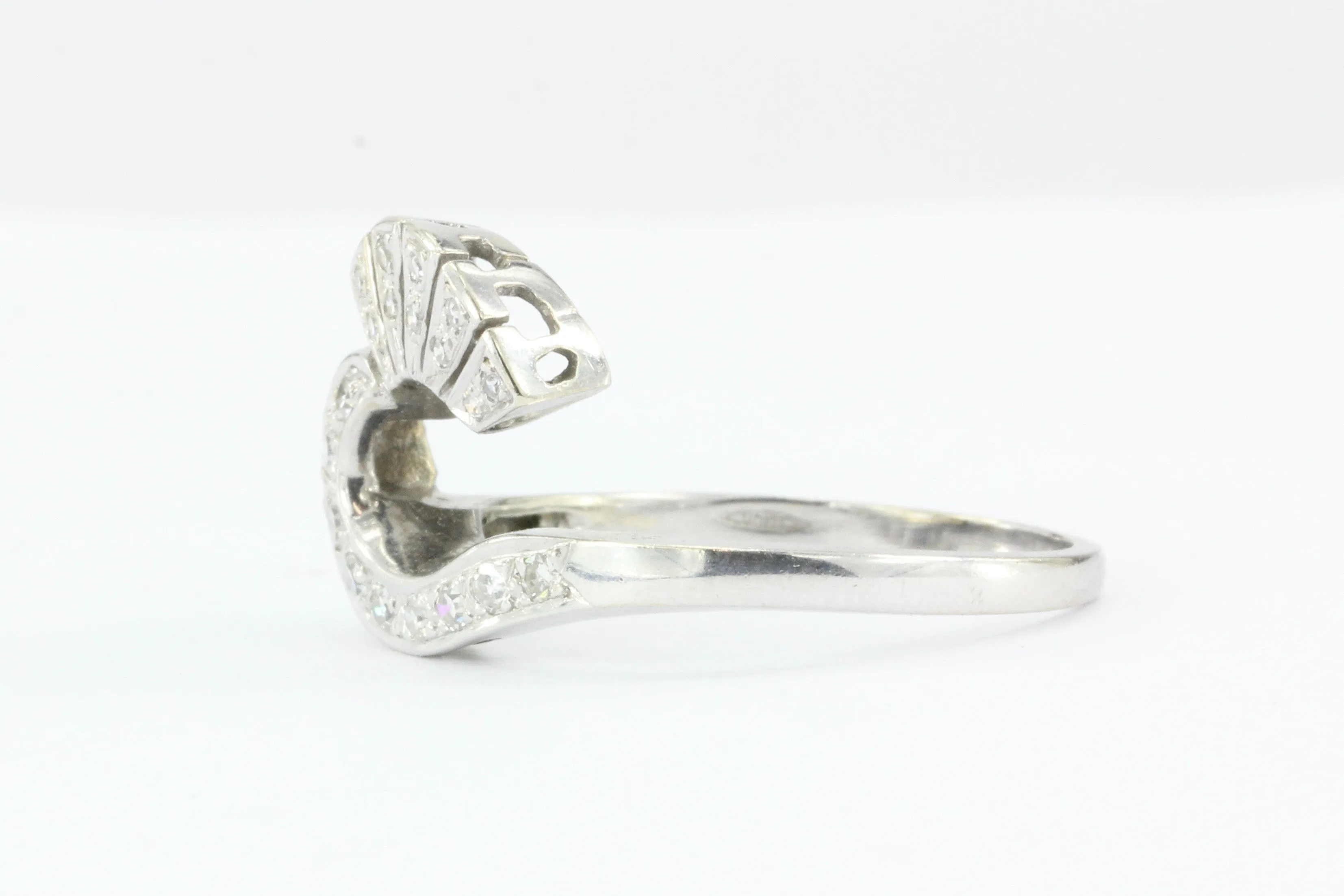 Retro 14K White Gold Diamond Ring Enhancer Jacket c.1950