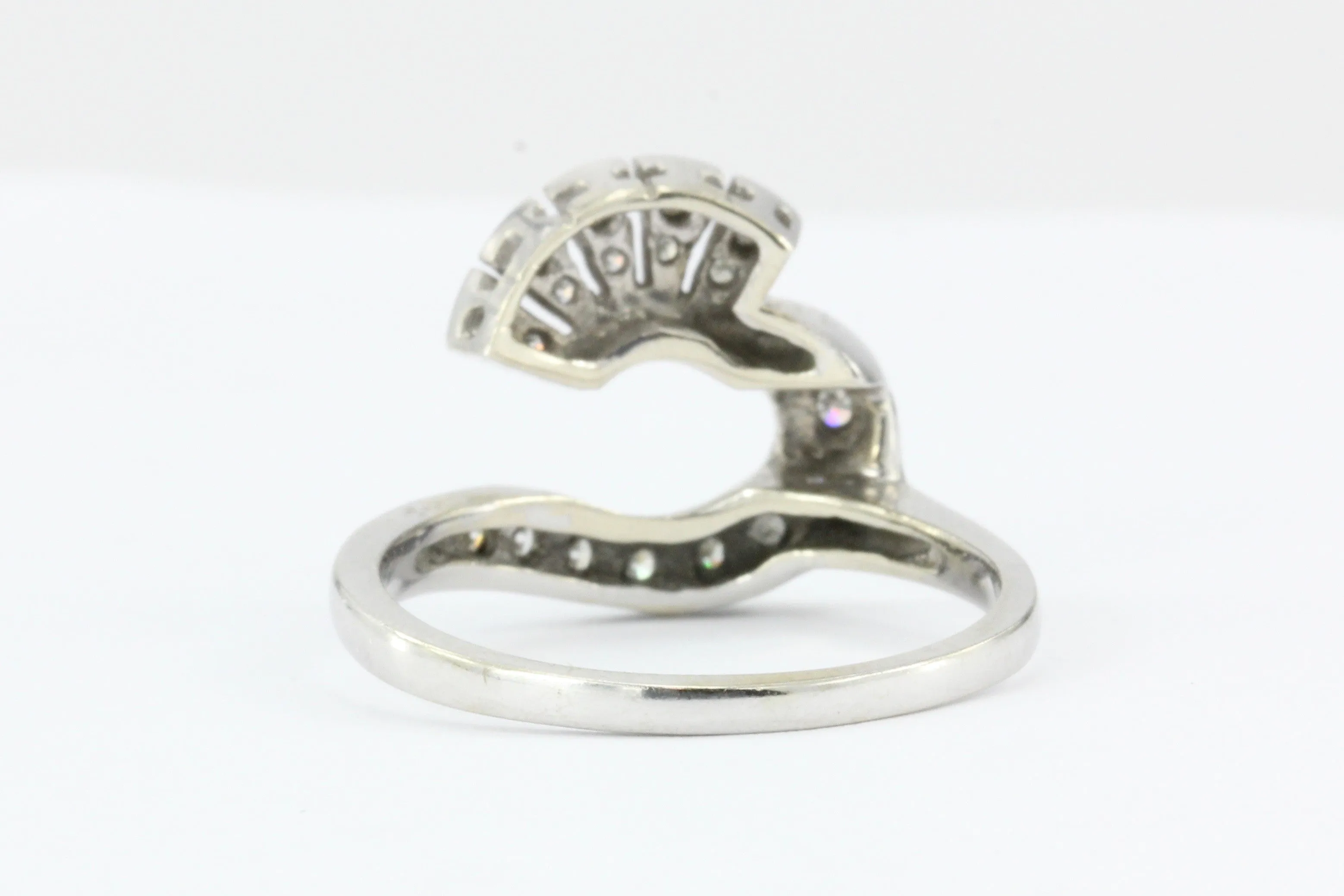 Retro 14K White Gold Diamond Ring Enhancer Jacket c.1950