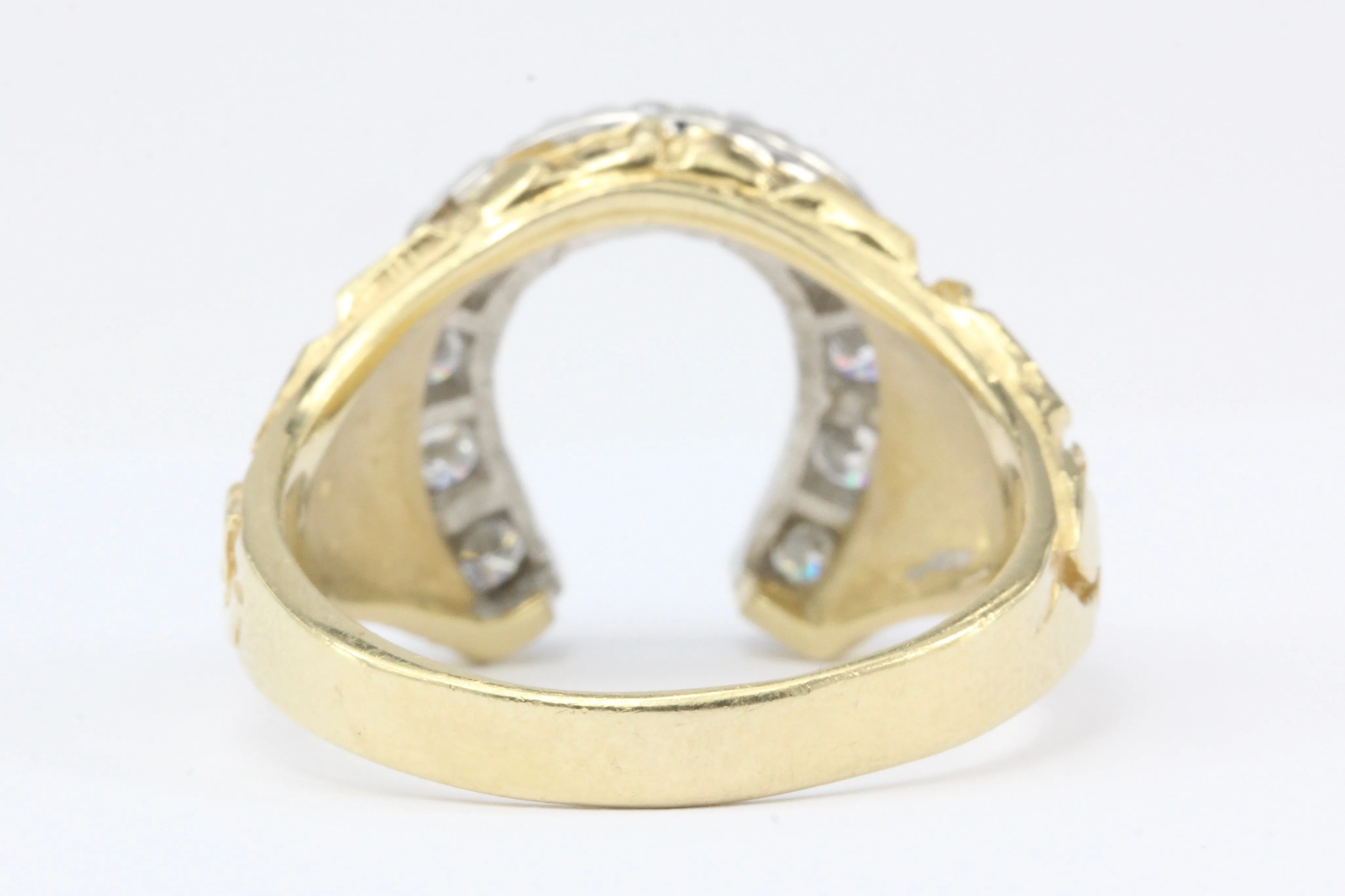 Retro 14K Yellow Gold 1 CTW Diamond Horseshoe Men's Ring Size 11.25
