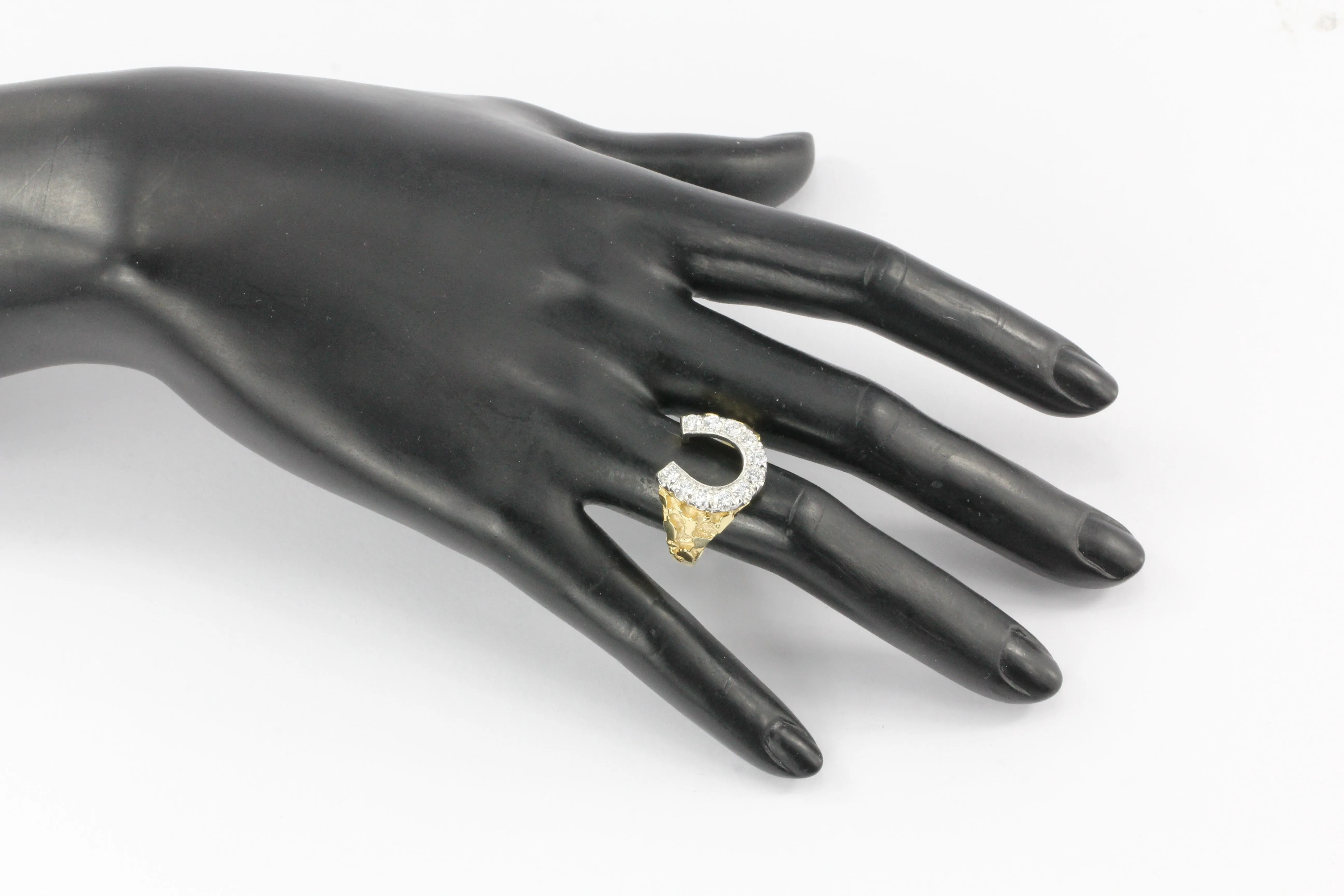Retro 14K Yellow Gold 1 CTW Diamond Horseshoe Men's Ring Size 11.25