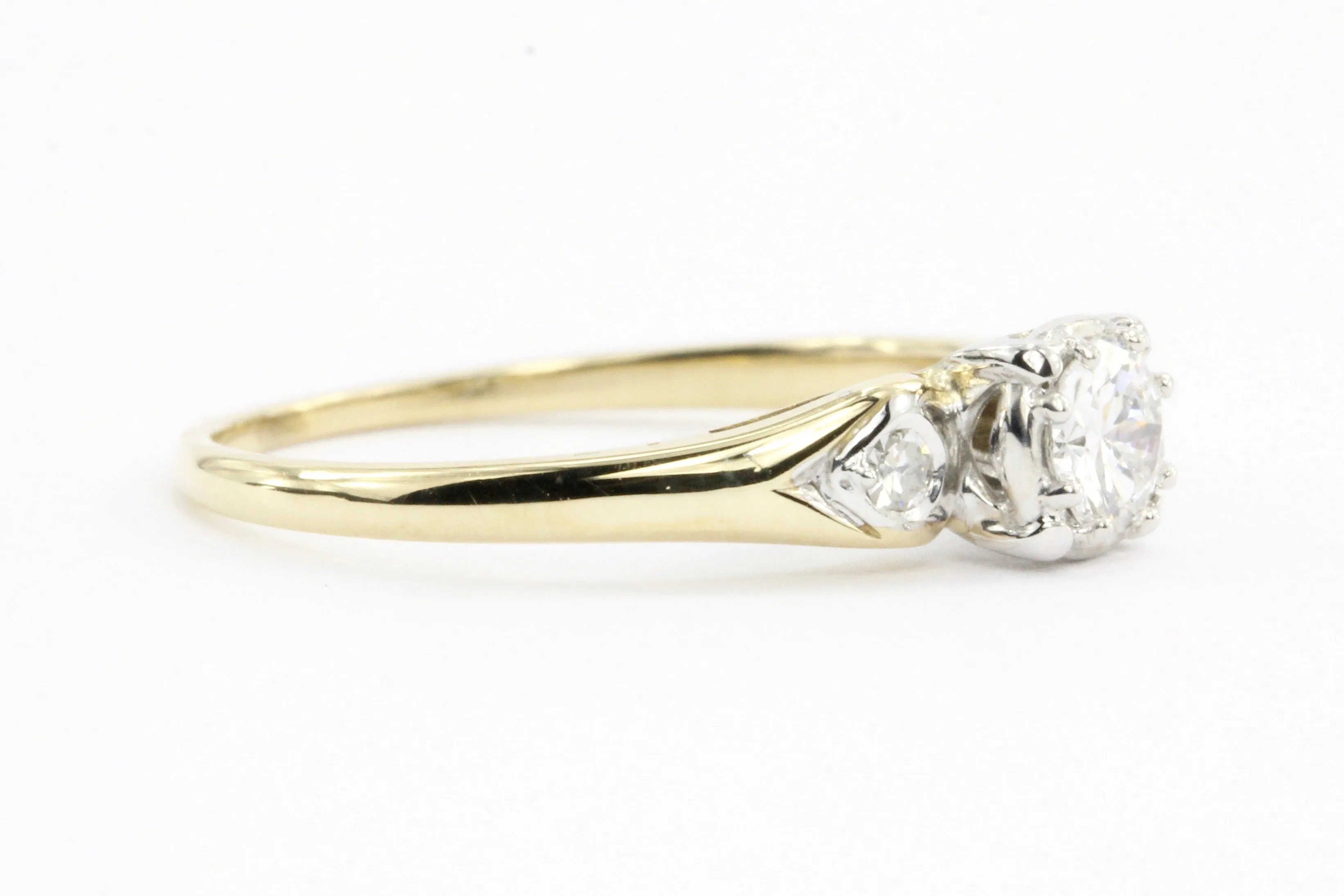 Retro 18K Gold 3 Stone Diamond Engagement by Jabel c.1950's