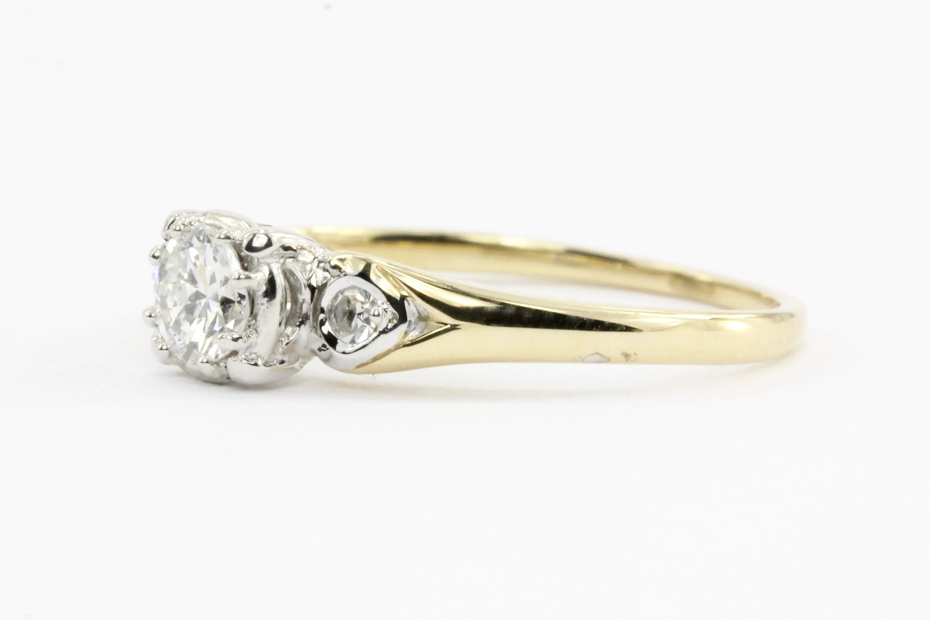 Retro 18K Gold 3 Stone Diamond Engagement by Jabel c.1950's
