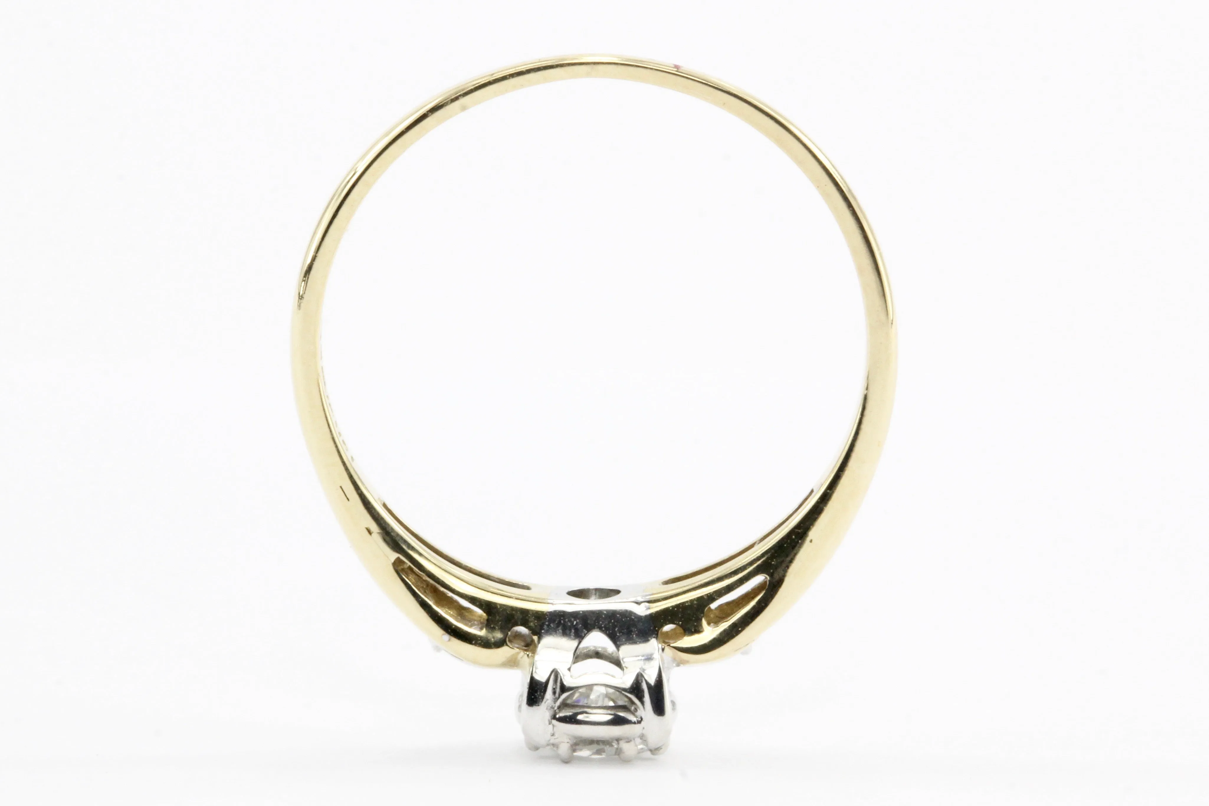 Retro 18K Gold 3 Stone Diamond Engagement by Jabel c.1950's