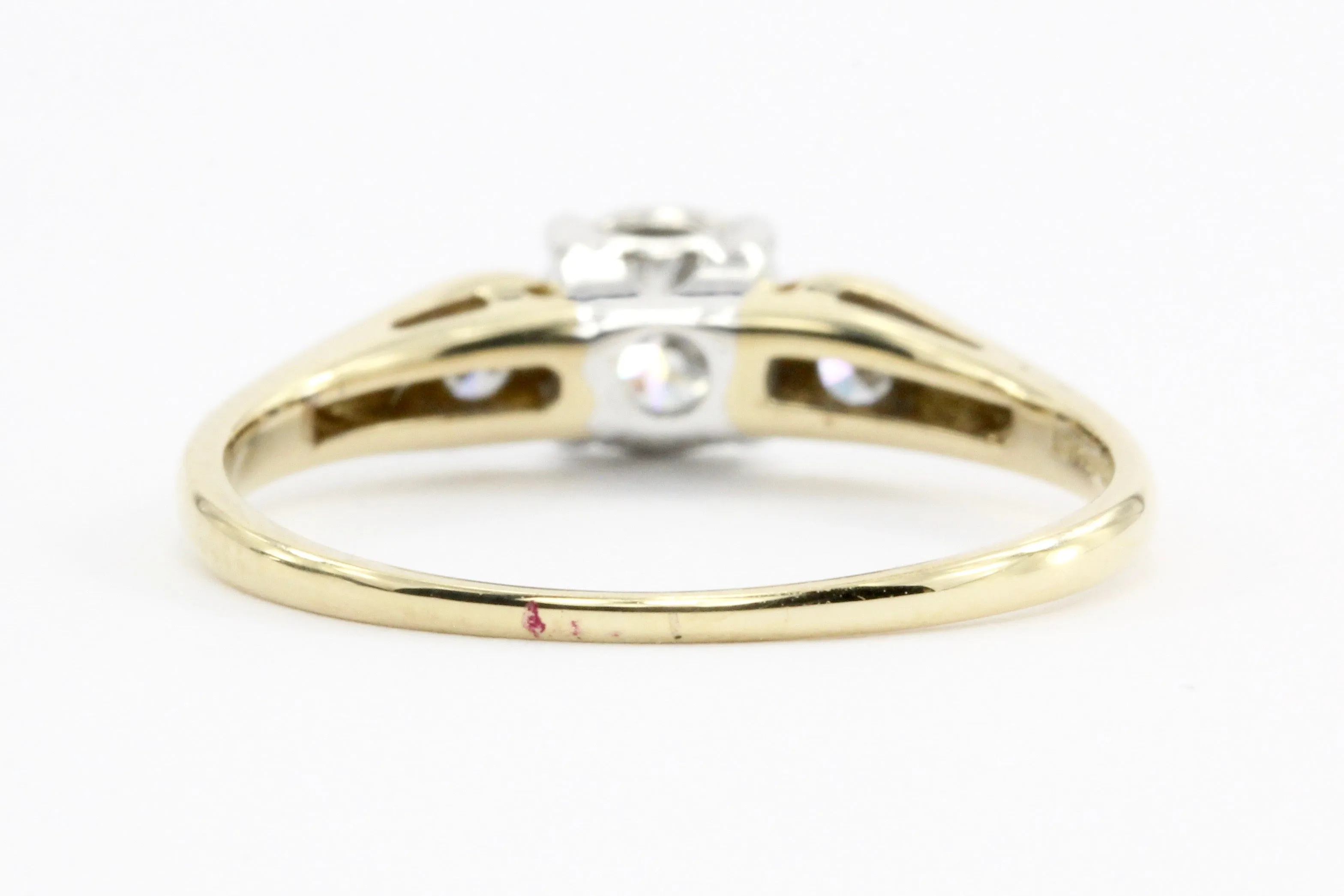 Retro 18K Gold 3 Stone Diamond Engagement by Jabel c.1950's