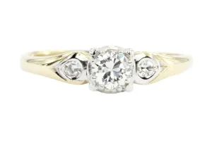 Retro 18K Gold 3 Stone Diamond Engagement by Jabel c.1950's