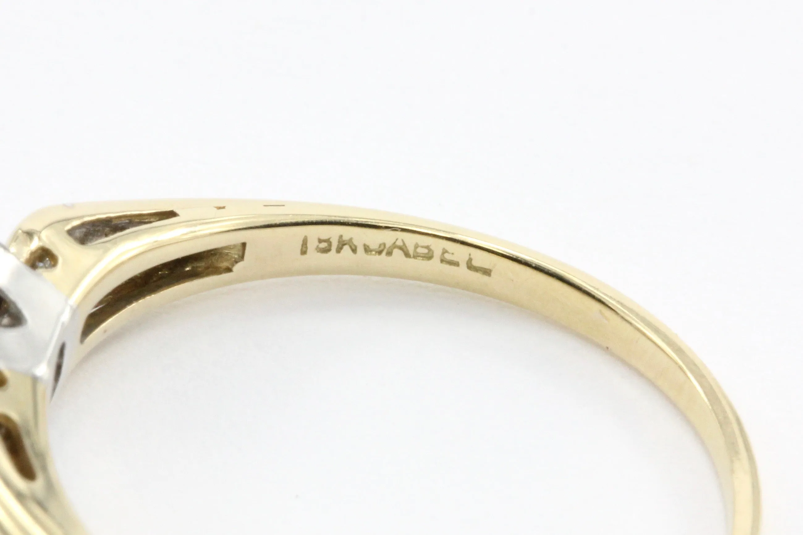 Retro 18K Gold 3 Stone Diamond Engagement by Jabel c.1950's