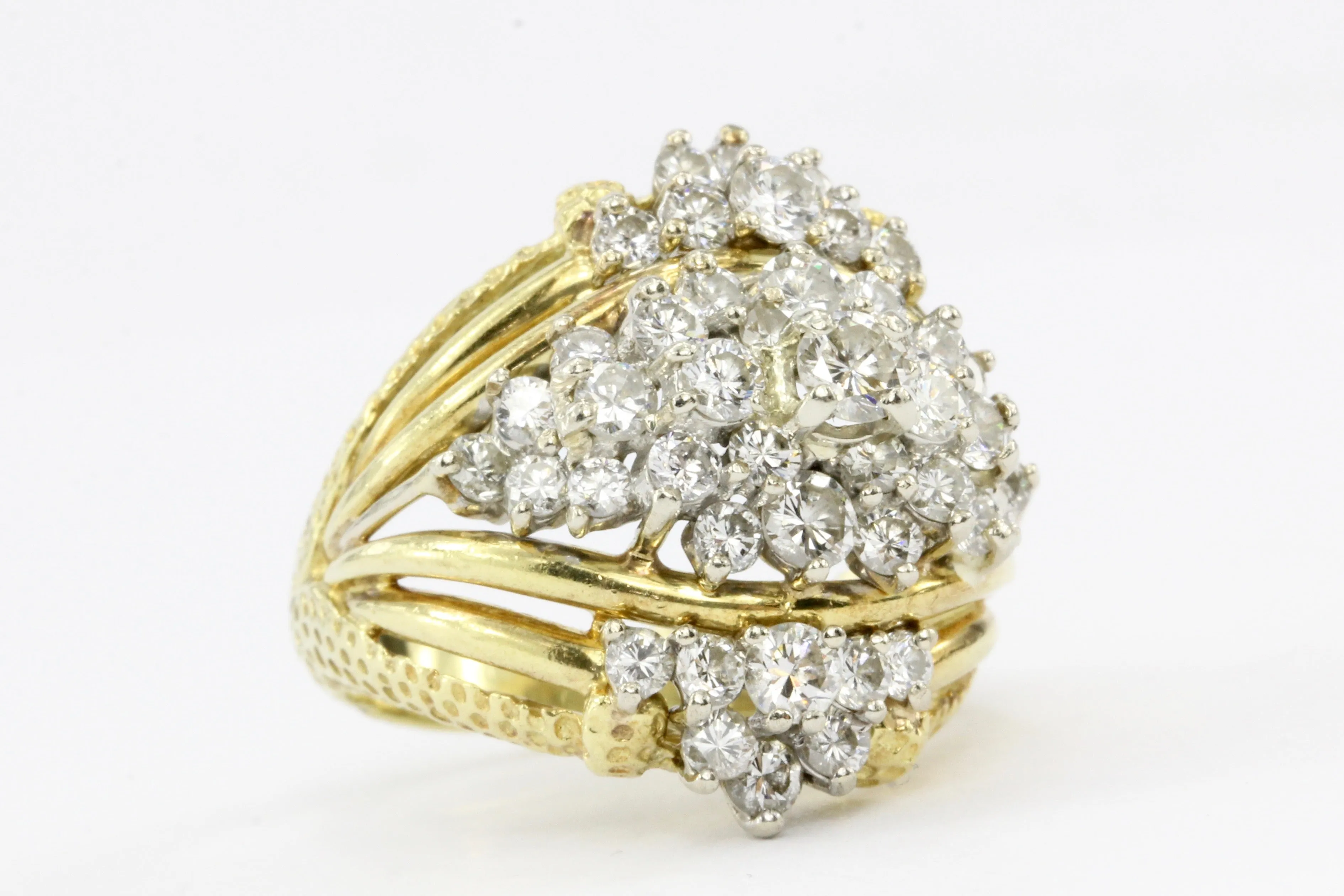 Retro 18K Yellow Gold 2 CTW Diamond Ring