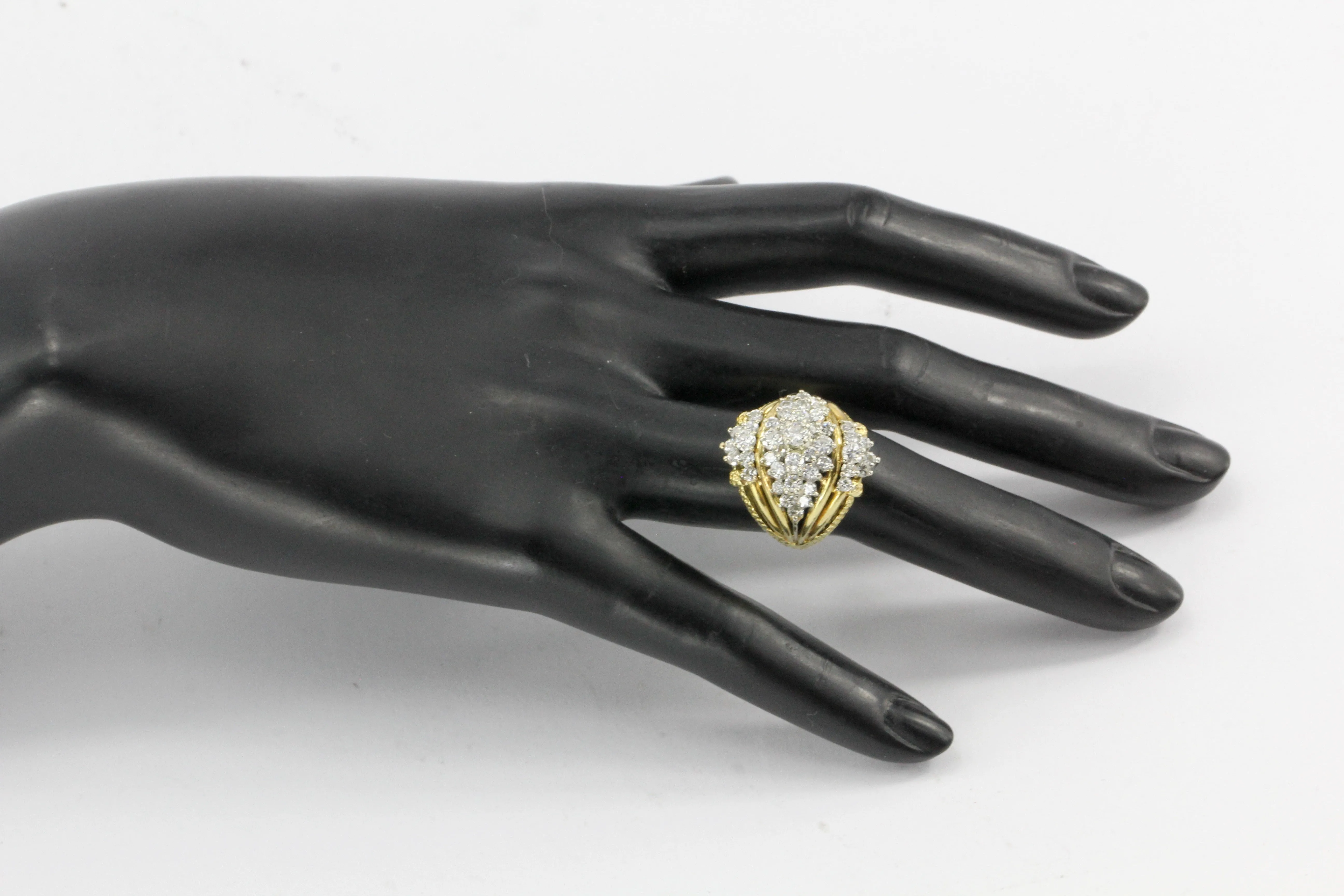 Retro 18K Yellow Gold 2 CTW Diamond Ring
