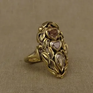 Retro Bohemian Gold Women Heart Engagement Anniversary Jewelry