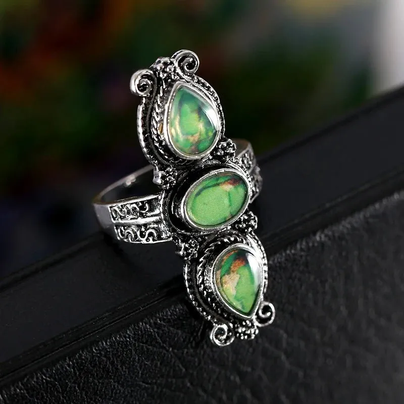 Retro Bohemian Gold Women Heart Engagement Anniversary Jewelry