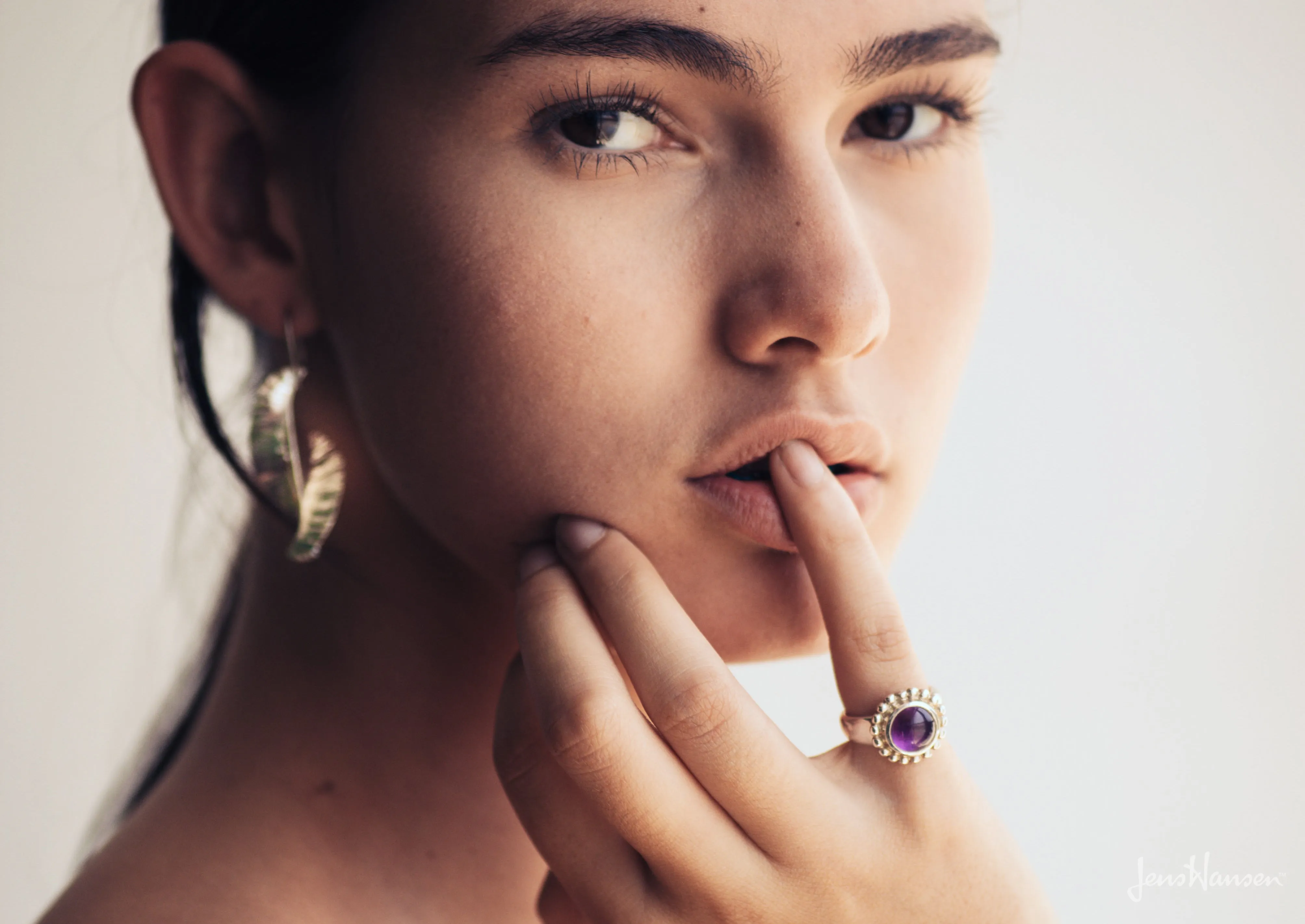 Retro Cabochon Gemstone Ring, Sterling Silver