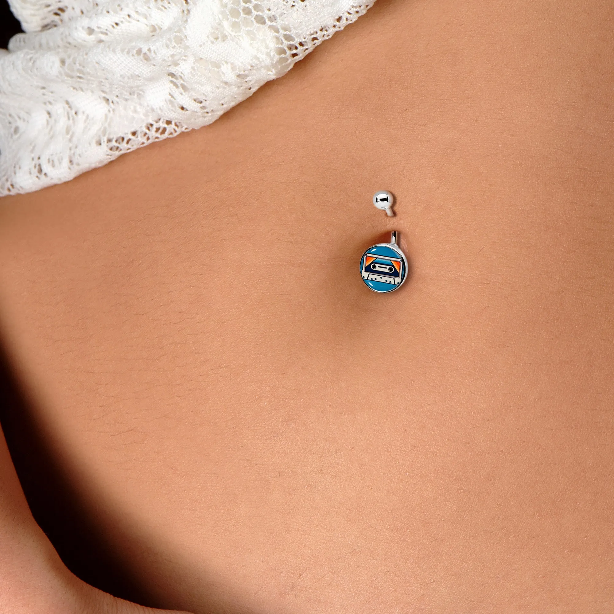 Retro Cassette Tape Belly Ring