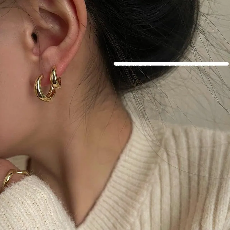 Retro Gold Hoop Earrings