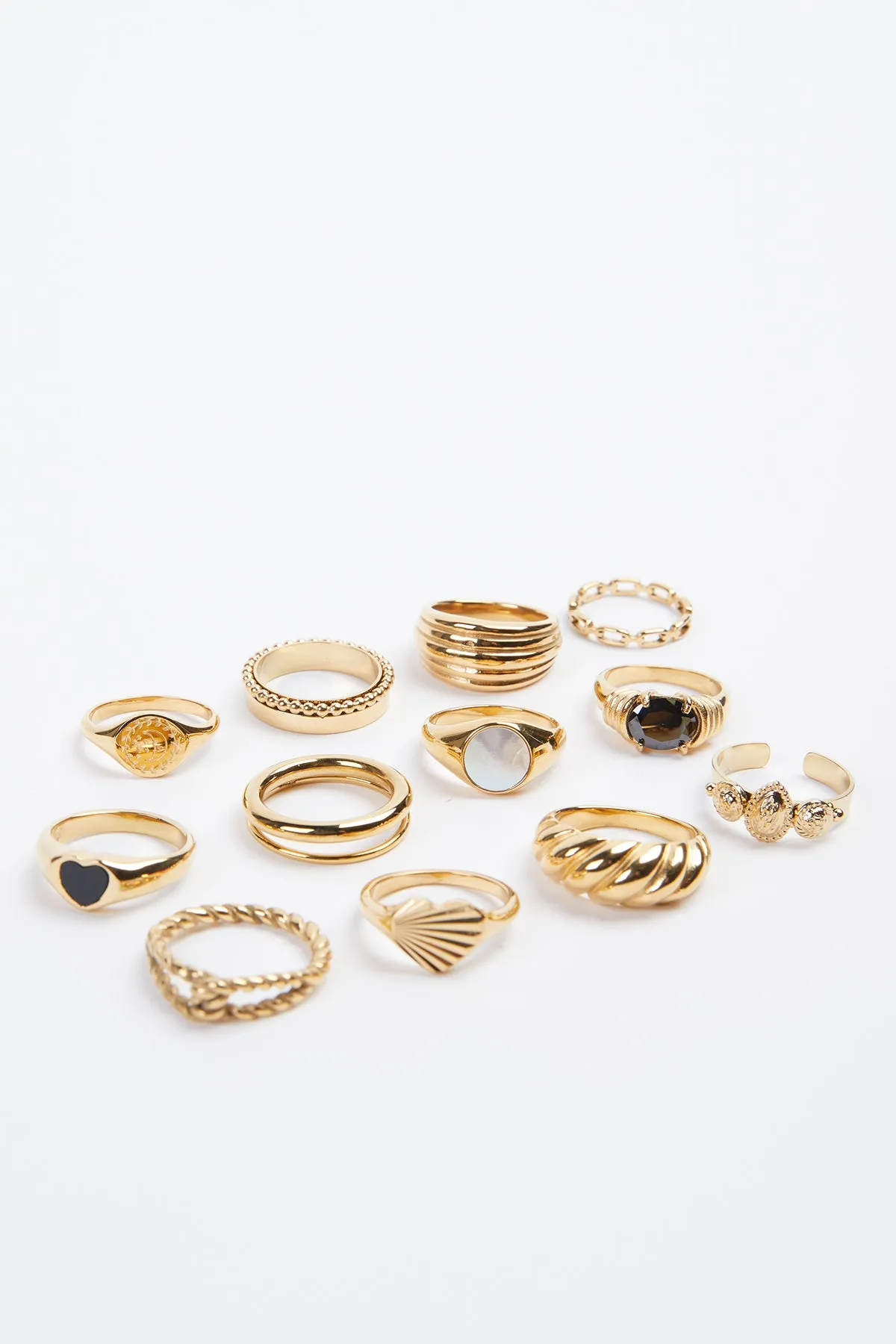 RETRO GOLD RING SET