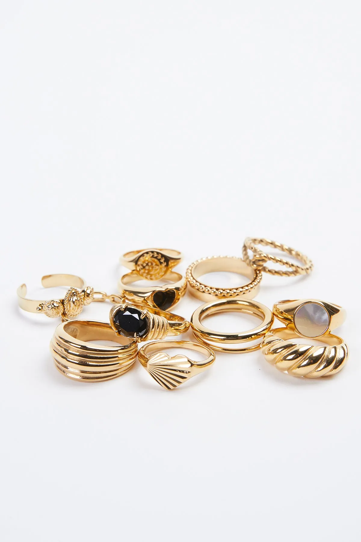RETRO GOLD RING SET