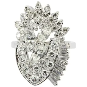 Retro Harold Freeman EREV 14K White Gold Diamond Cocktail Ring c.1960's