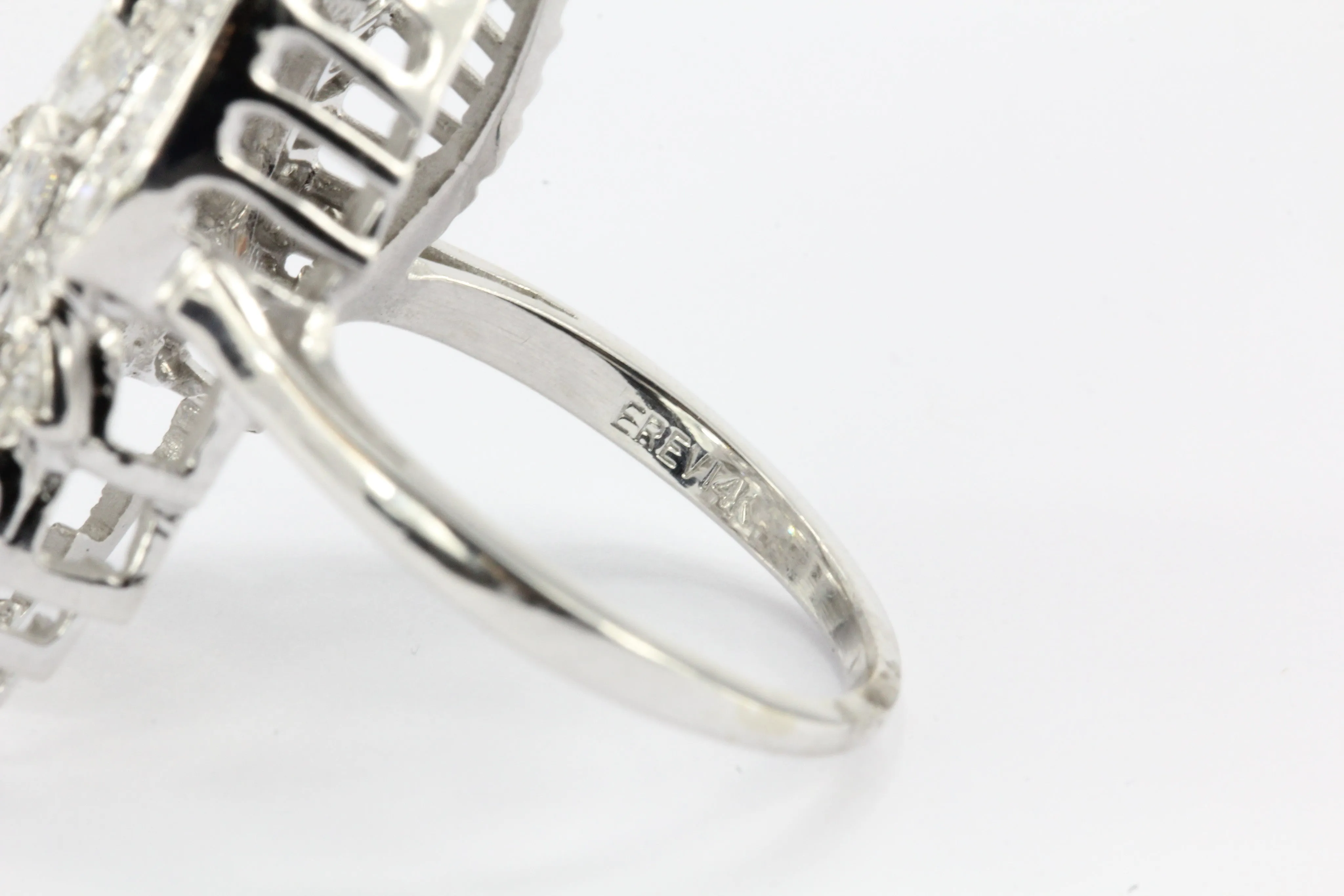 Retro Harold Freeman EREV 14K White Gold Diamond Cocktail Ring c.1960's