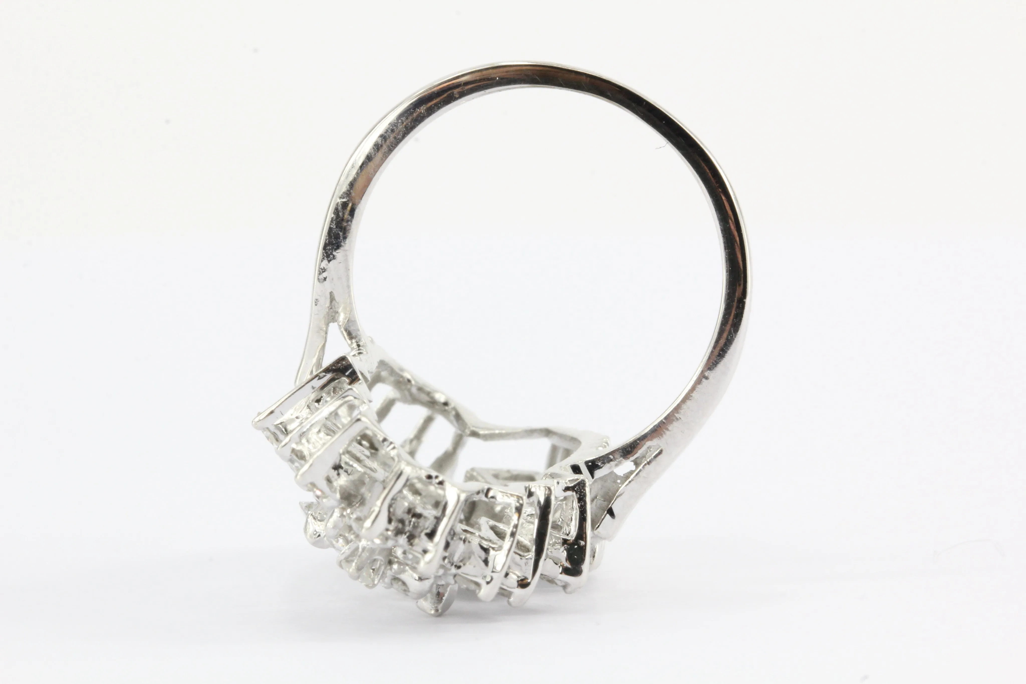 Retro Harold Freeman EREV 14K White Gold Diamond Cocktail Ring c.1960's