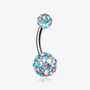 Retro Motley Multi-Gem Sparkle Belly Button Ring