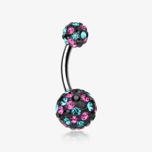 Retro Motley Multi-Gem Sparkle Belly Button Ring