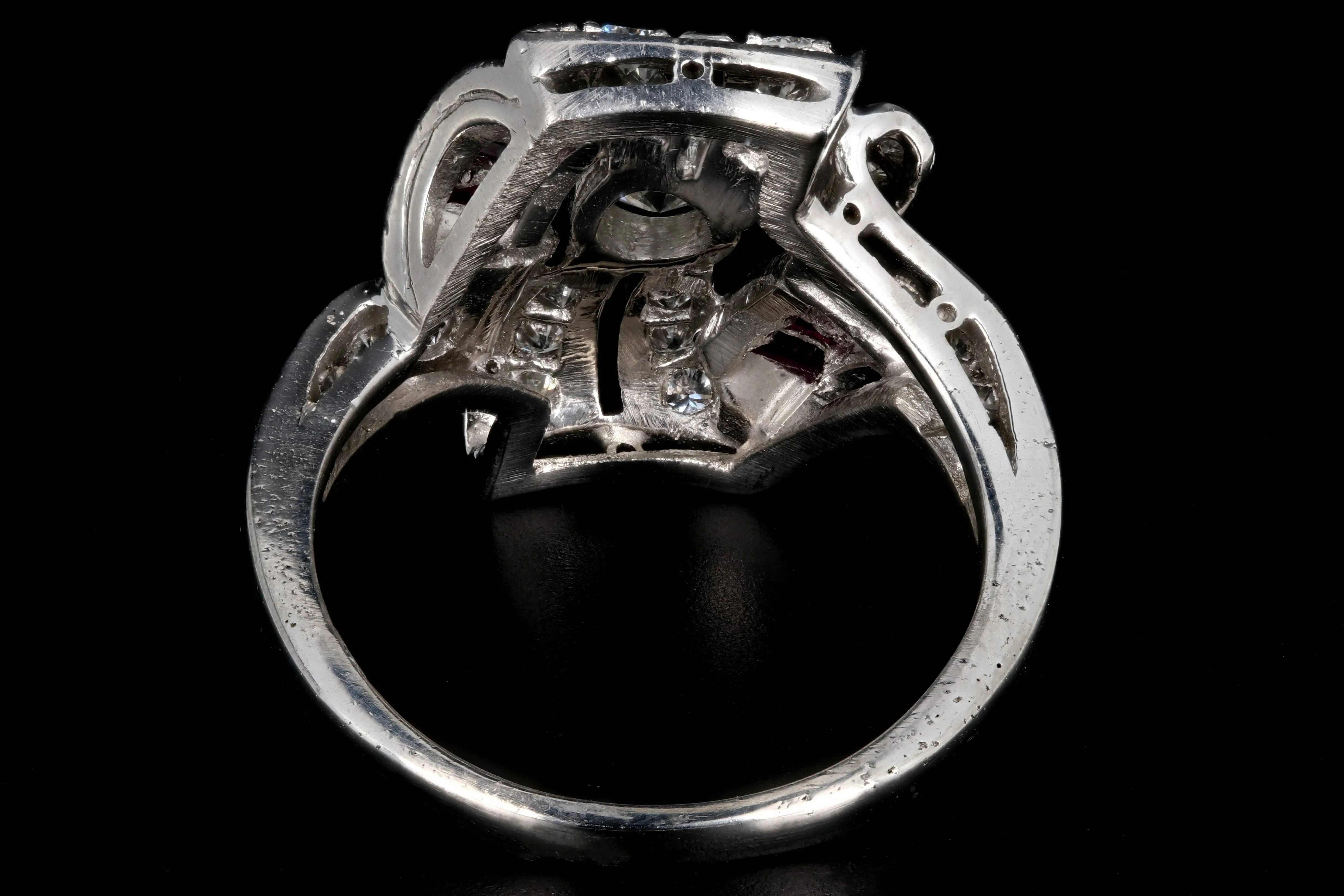 Retro Platinum 1.16 Carat Diamond and Ruby Cocktail Ring