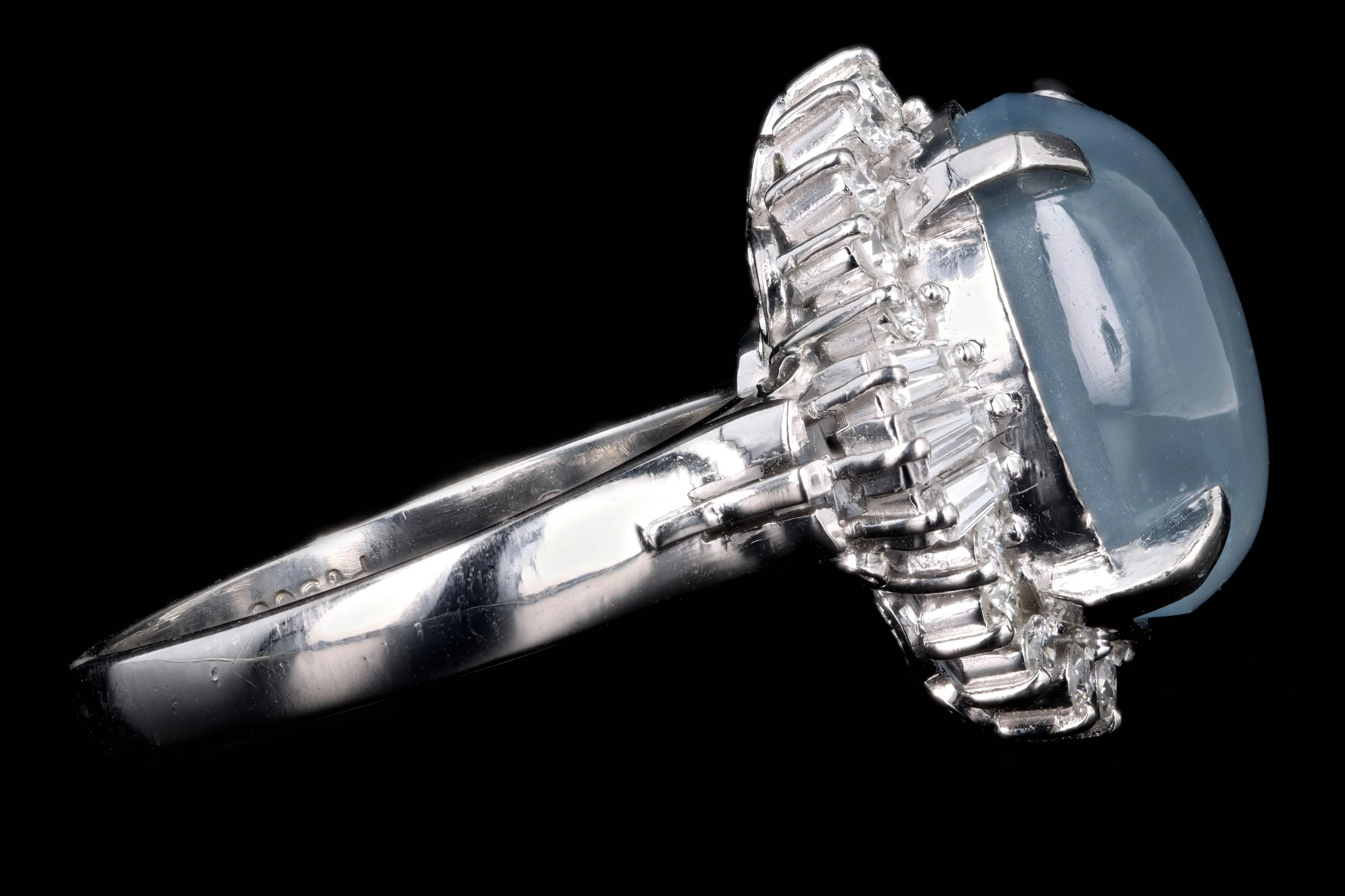 Retro Platinum 12.38 Carat Star Sapphire & Diamond Ring