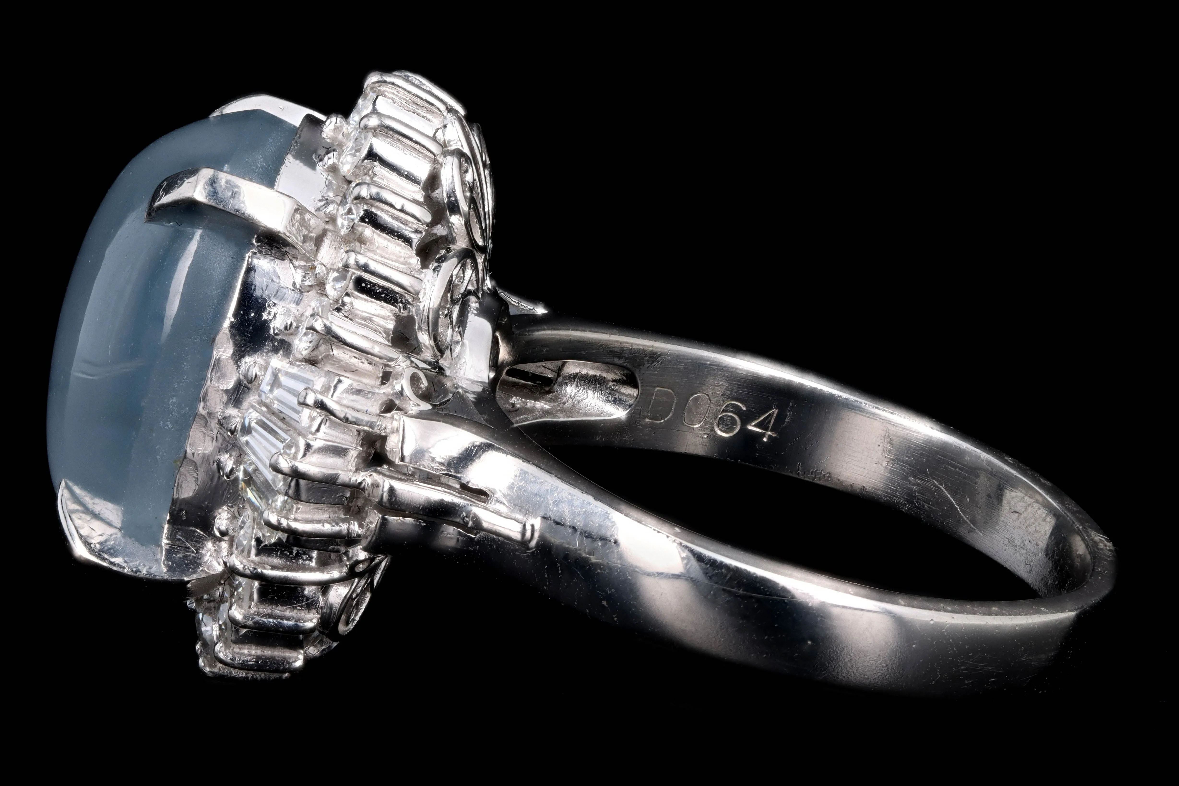 Retro Platinum 12.38 Carat Star Sapphire & Diamond Ring