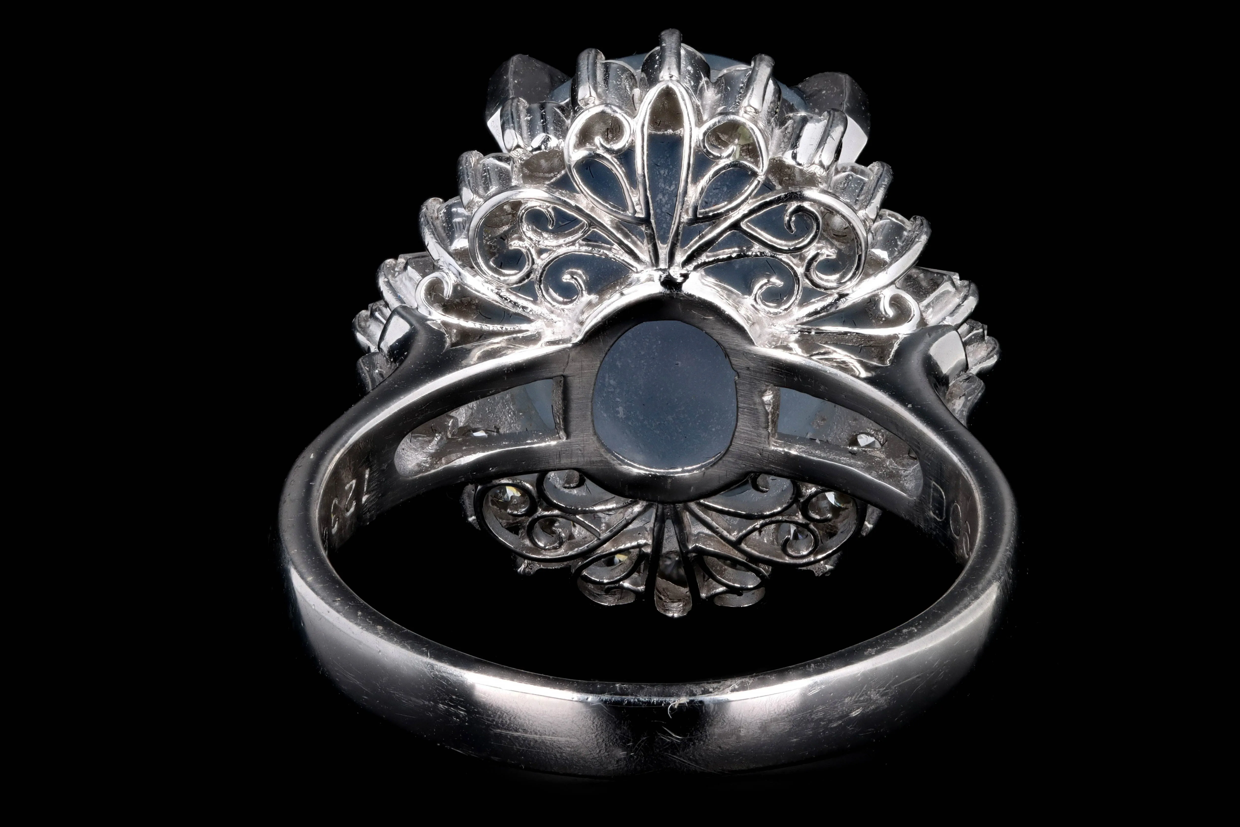 Retro Platinum 12.38 Carat Star Sapphire & Diamond Ring
