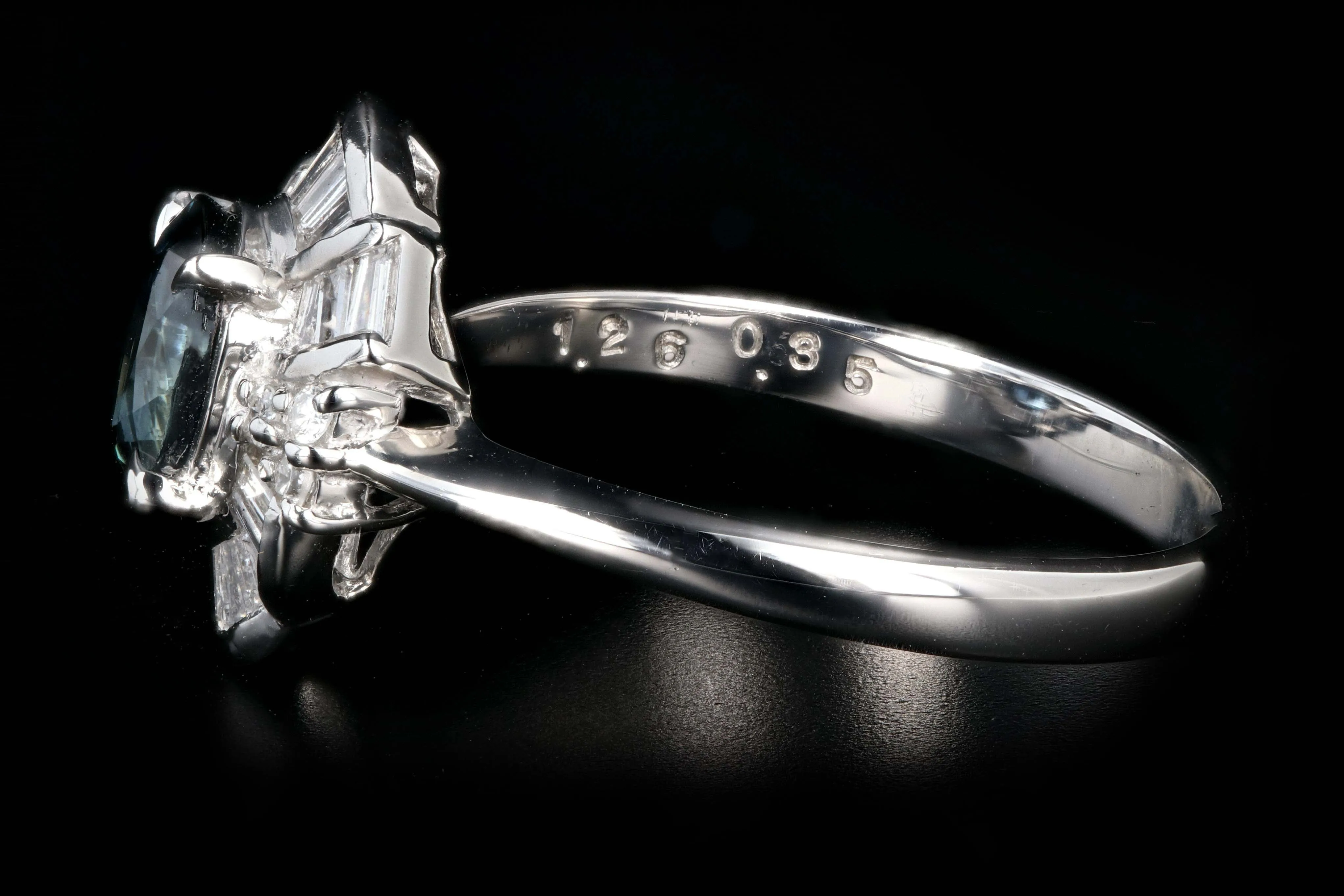 Retro Platinum 1.26 Carat Natural Blue Sapphire and Diamond Ring