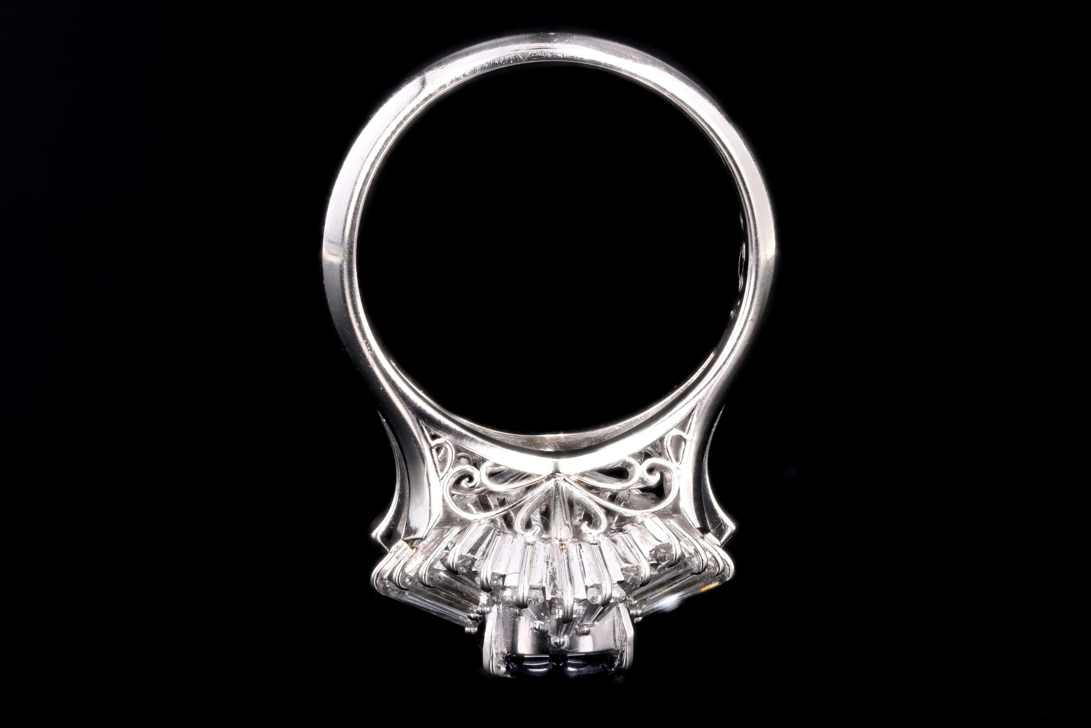 Retro Platinum 1.62 Carat Oval Natural Sapphire & Diamond Ring