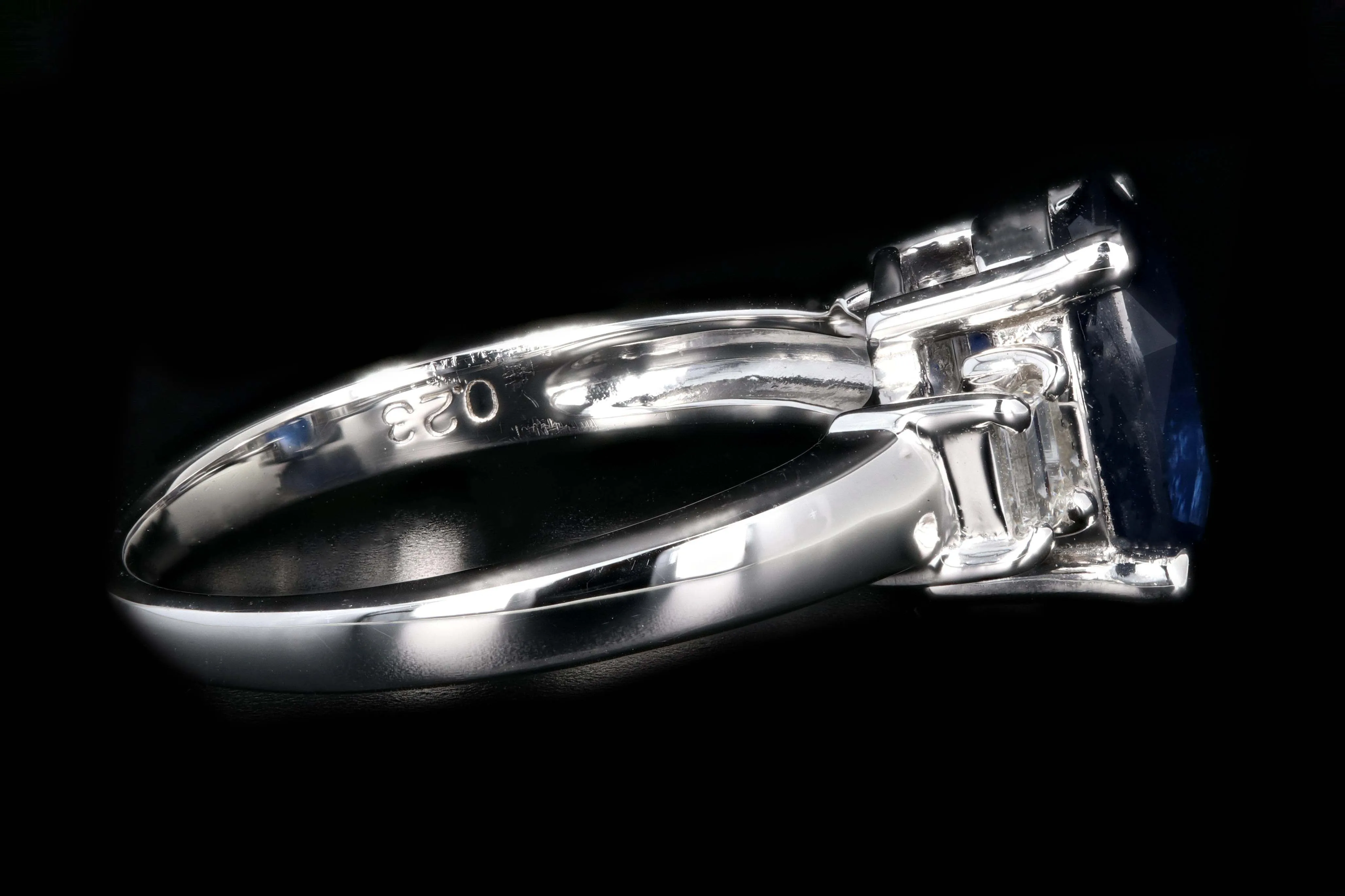 Retro Platinum 2.15 Carat Thailand Natural Royal Blue Sapphire and Diamond Ring