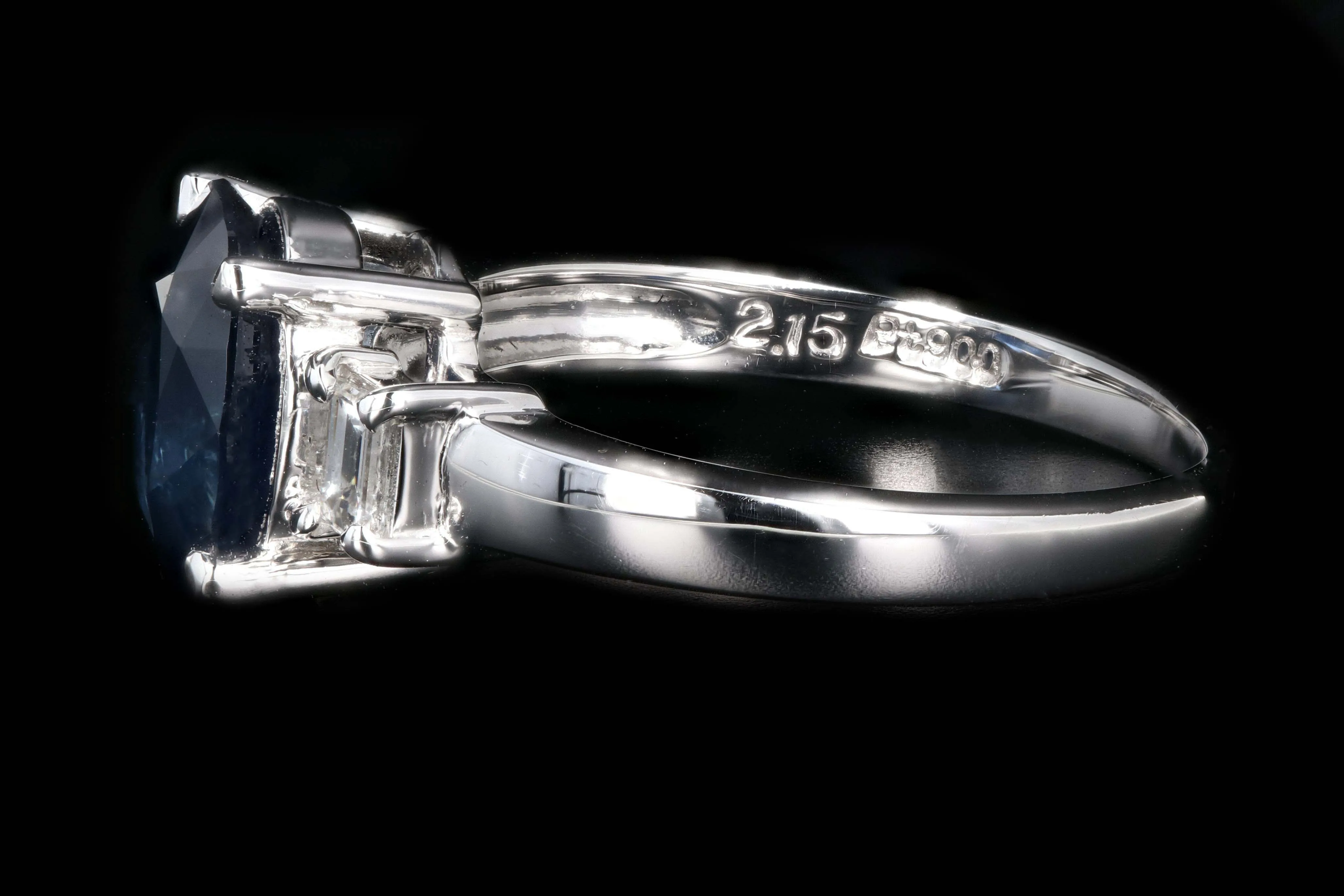 Retro Platinum 2.15 Carat Thailand Natural Royal Blue Sapphire and Diamond Ring