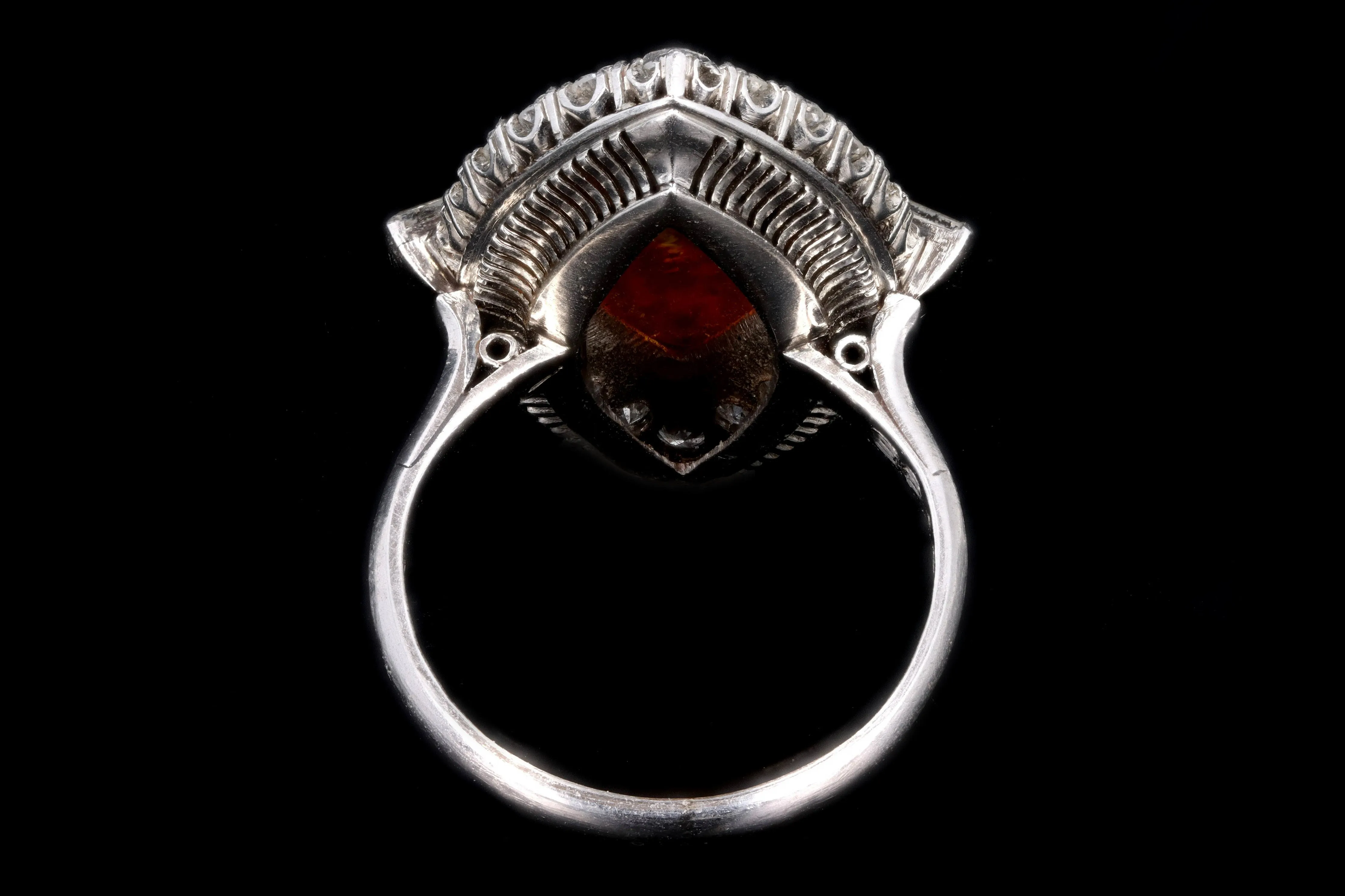 Retro Platinum 2.74 Carat Mexican Opal & Diamond Ring