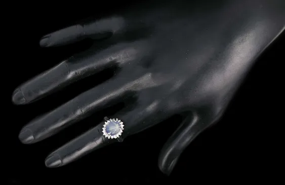Retro Platinum 4.84 Carat Star Sapphire and Diamond Ring