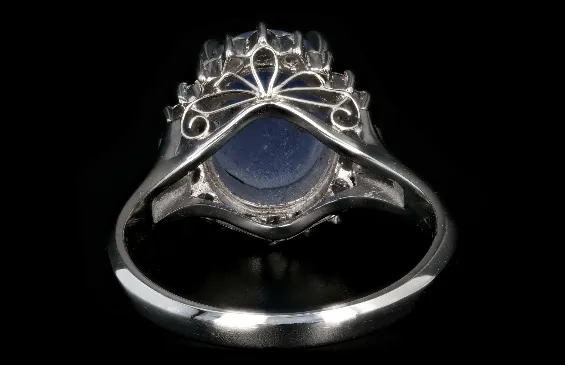 Retro Platinum 4.84 Carat Star Sapphire and Diamond Ring