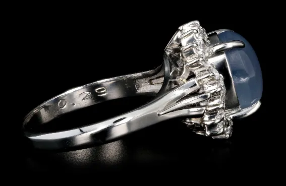 Retro Platinum 4.84 Carat Star Sapphire and Diamond Ring