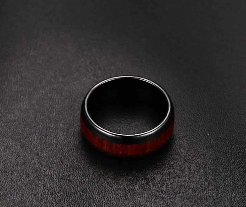 Retro Tungsten Carbide Wood Effect Ring Engagement